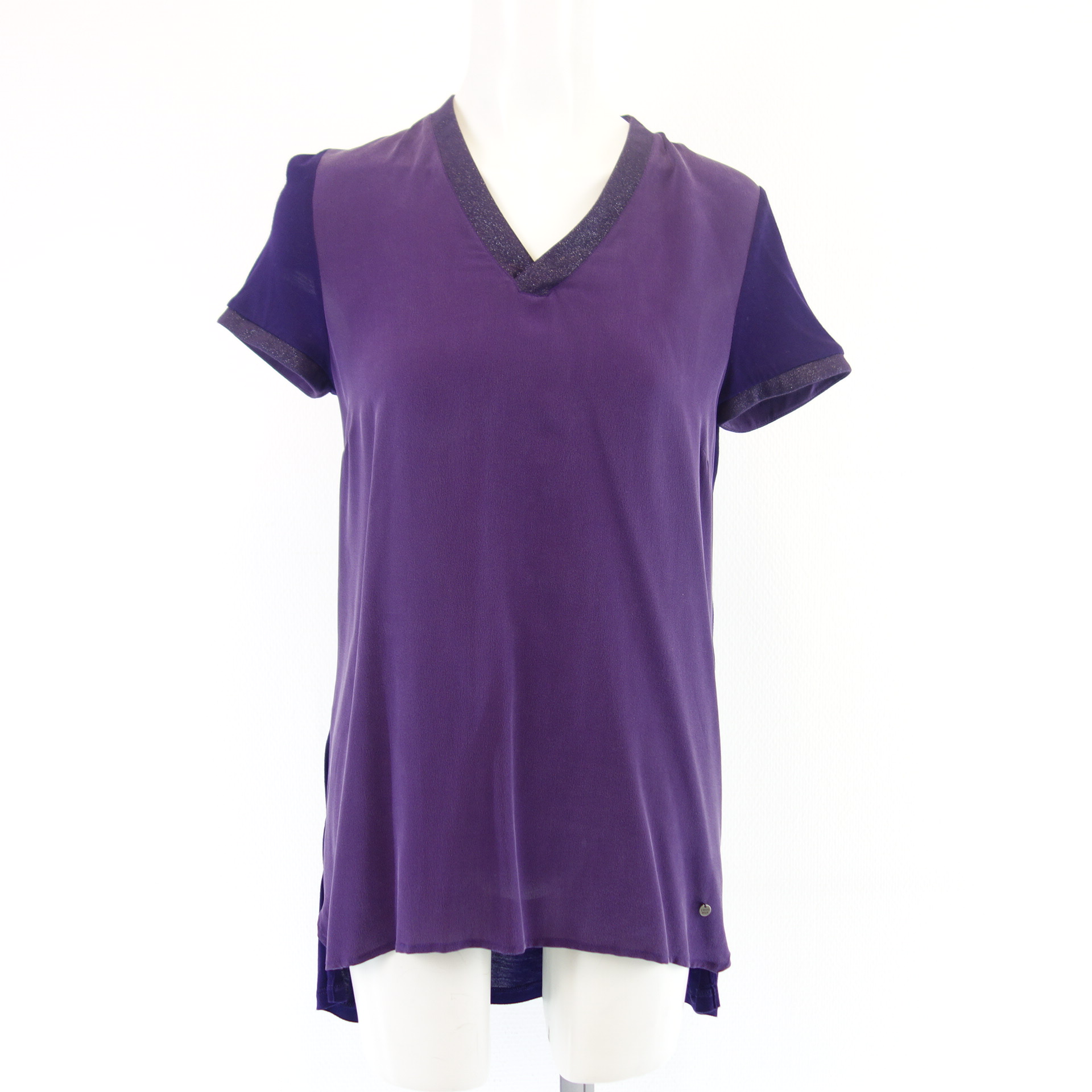 FROGBOX by Princess Langes Damen Shirt T-Shirt Tunika Seide Viskose Lila Violett Größe 36