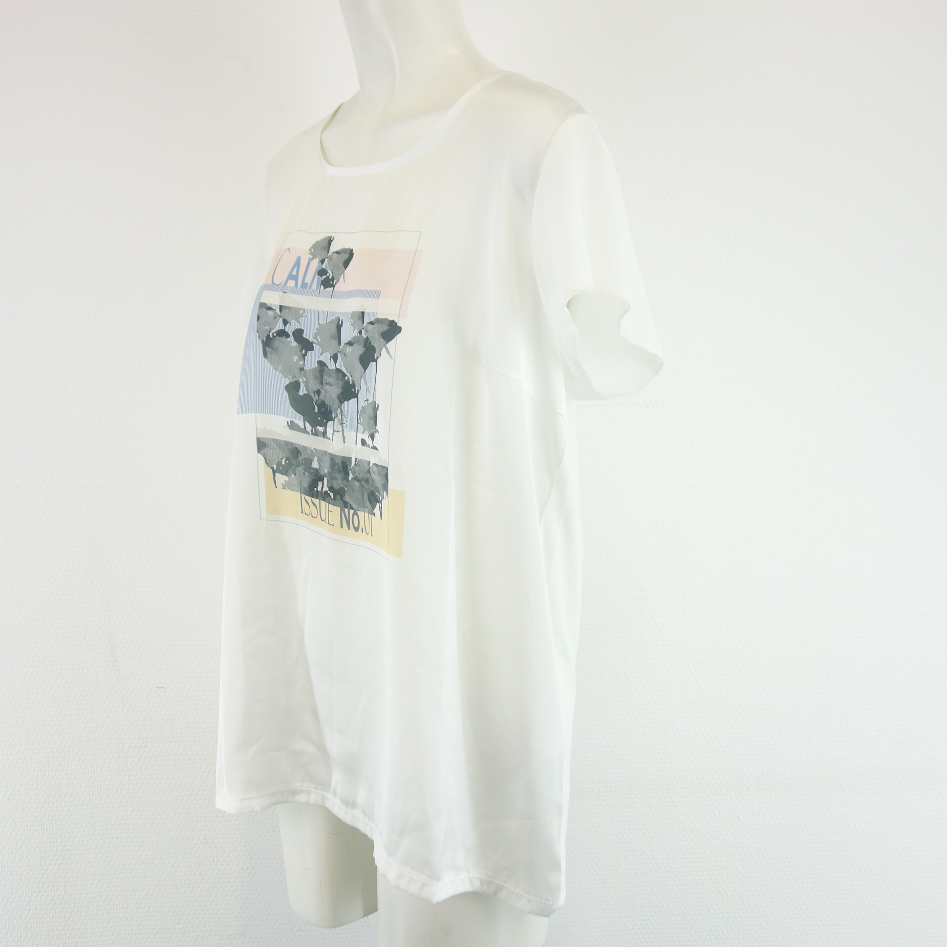 MORE & MORE Damen T-Shirt T Shirt Oberteil Weiß Print Größe 42 Kurzarm