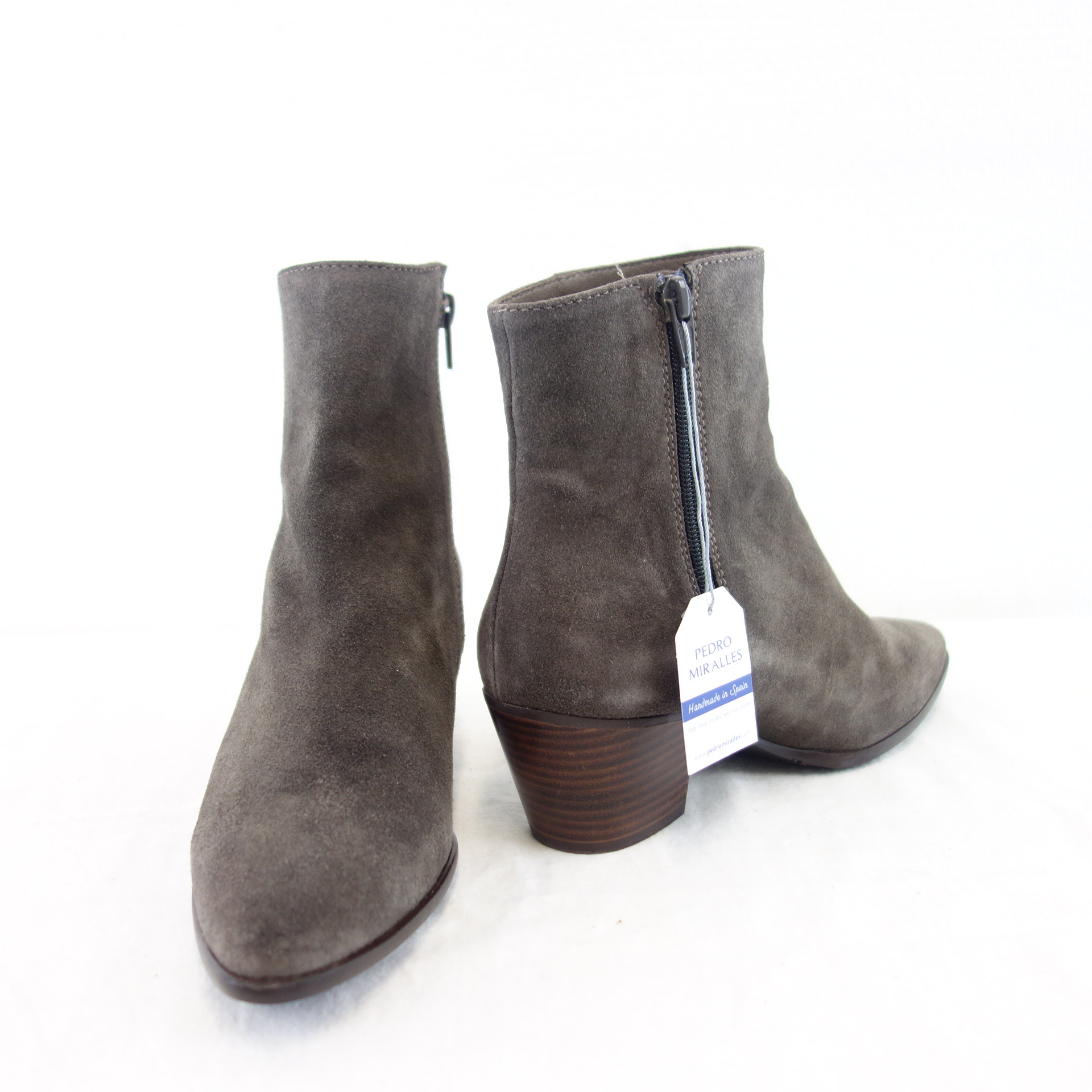 PEDRO MIRALLES Damen Schuhe Stiefeletten Stiefel Boots Dunkelgrau Taupe Wildleder Größe 37 