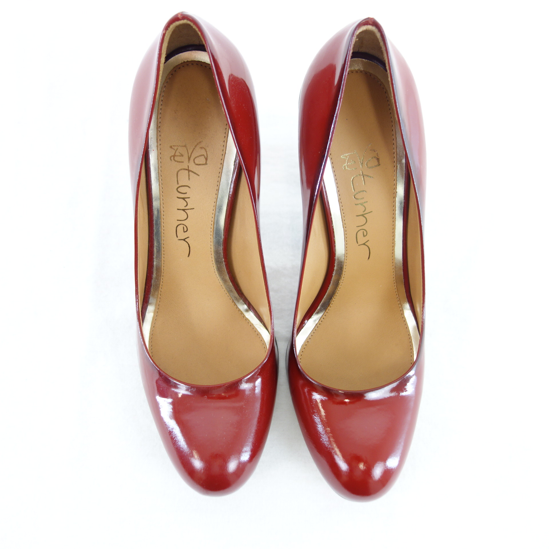 EVA TURNER Damen Schuhe Elegante Pumps Bordeaux Rot Leder Glänzend Rund