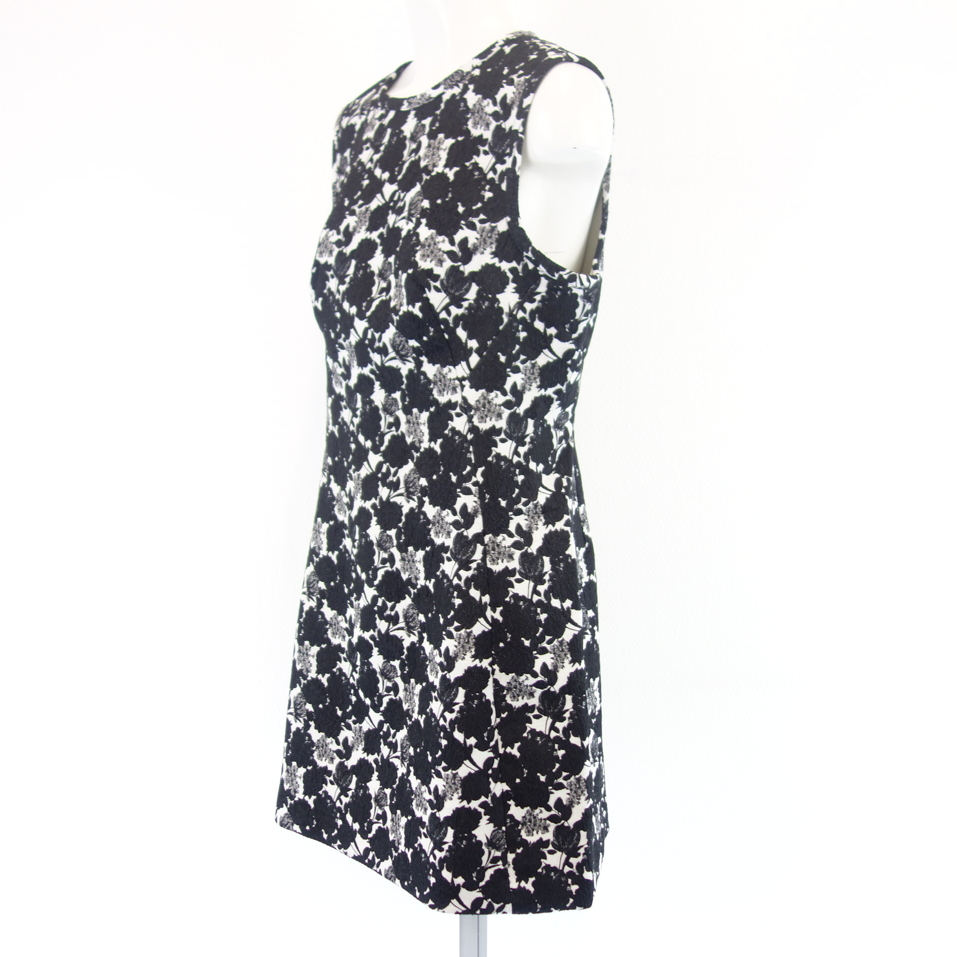 BAUM UND PFERDGARTEN Kleid Etuikleid Schwarz Weiß Blumen Muster Model Arizona Größe 38