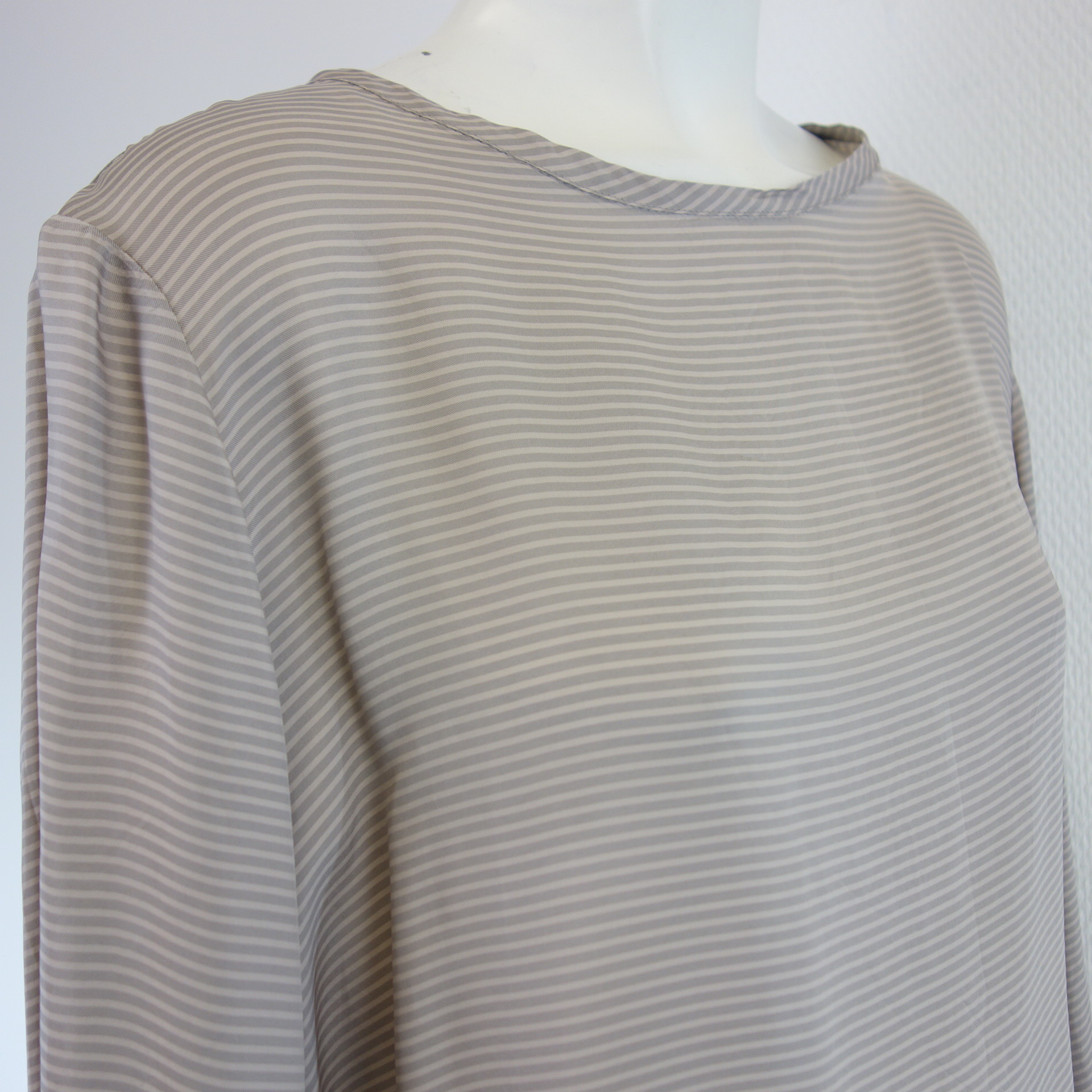 HUMANOID Damen Shirt Bluse Tunika Gestreift Beige Taupe M - L Modell EMMET
