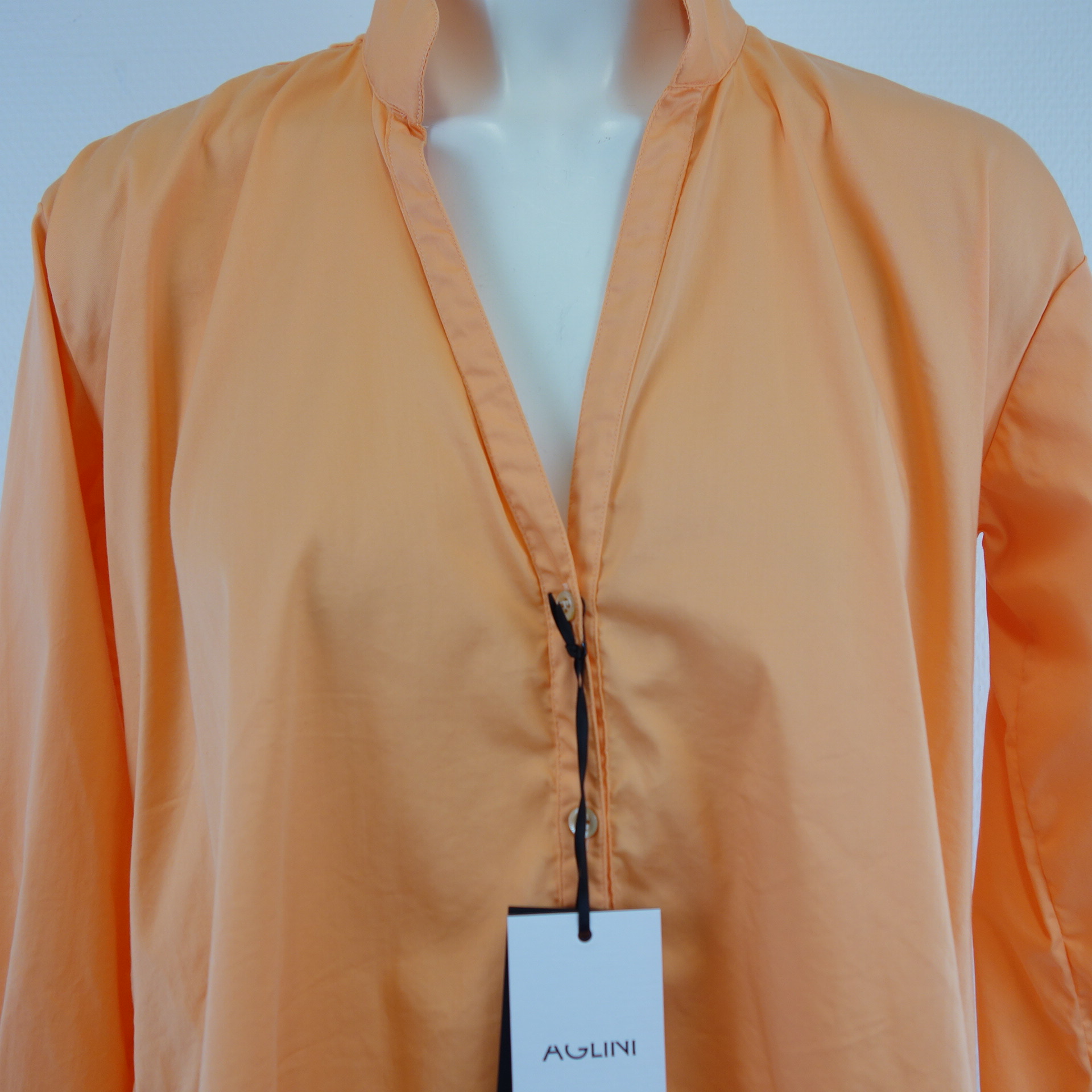 AGLINI Damen Bluse Tunika Hemd Shirt Oberteil Pastell Orange Modell LIVIANA IT 44 DE 38