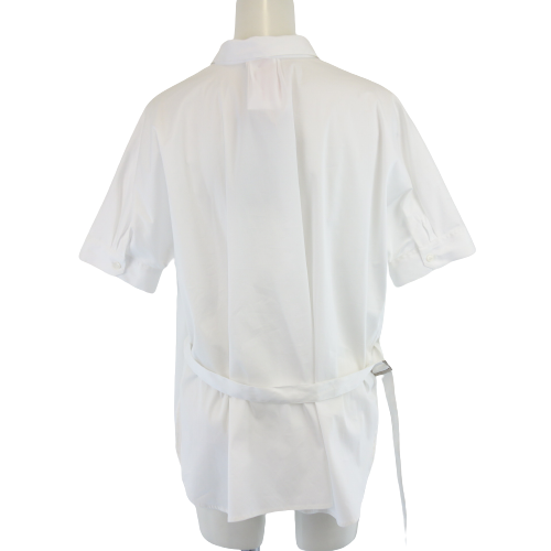 RIANI Damen Bluse Tunika Oberteil Hemdbluse Hemd Weiß Größe 40 L Gürtel Oversize Stil