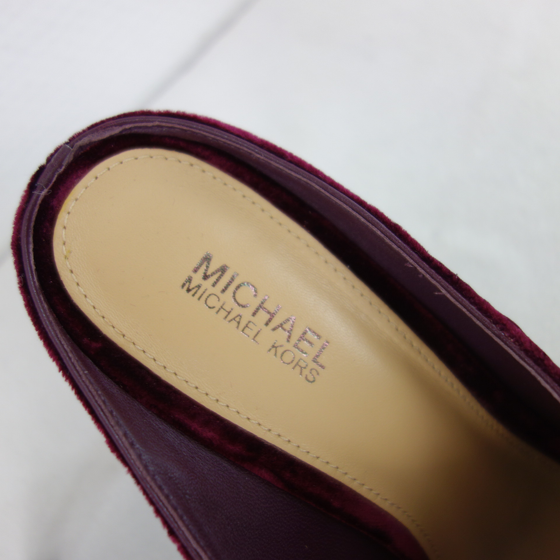 MICHAEL KORS Damen Schuhe Mules Damenschuhe Pumps Pantoletten Samt Leder Bordeaux 