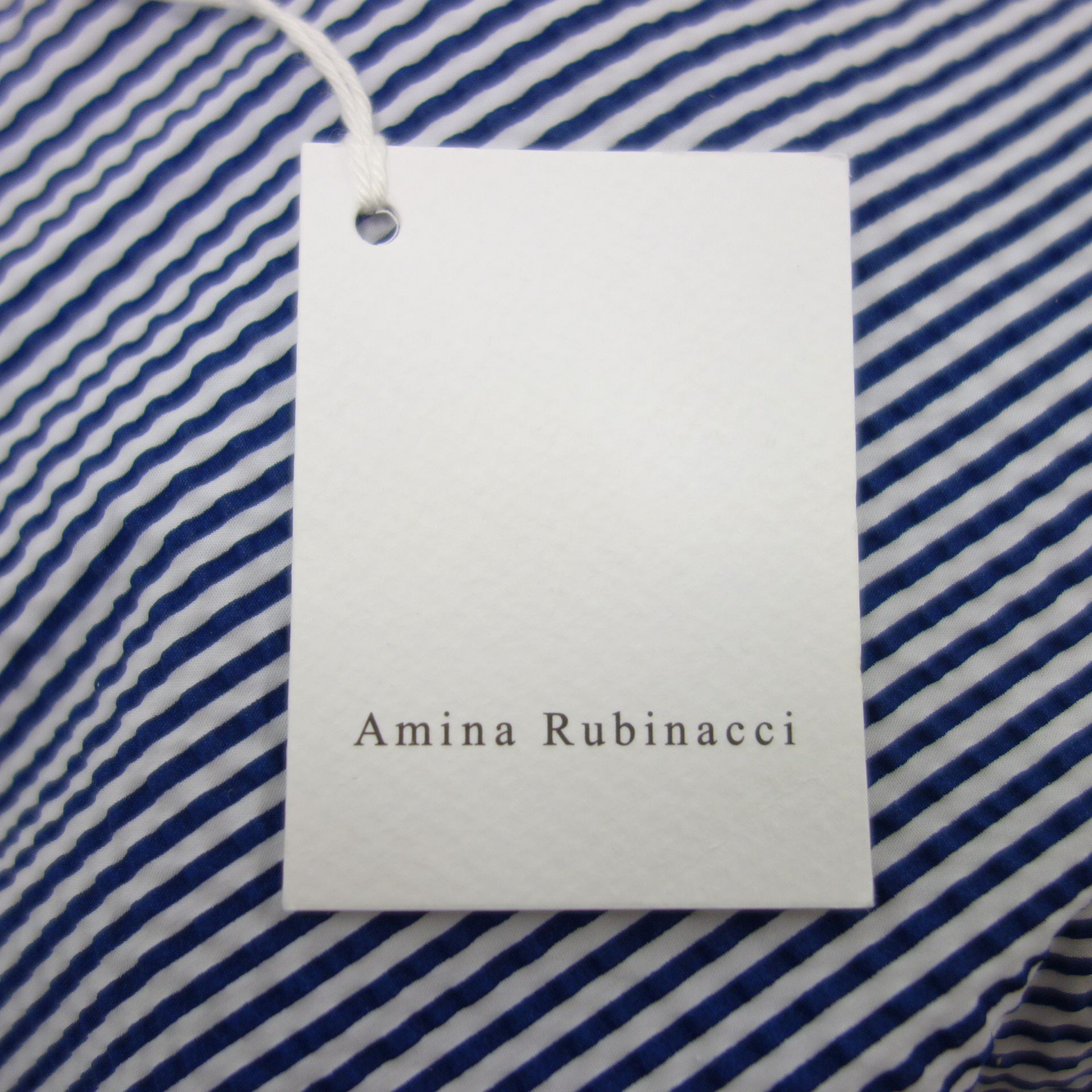 AMINA RUBINACCI Bluse Blau Weiß Gestreift Seersucker 