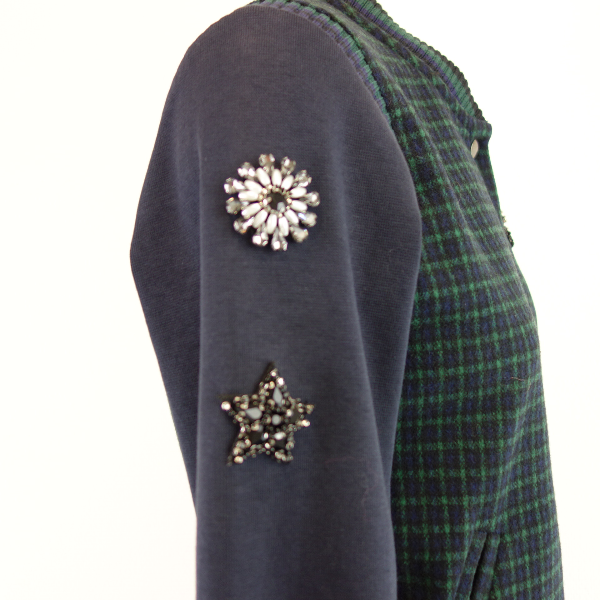 RICH & ROYAL Damen Jacke Damenjacke Blouson College Style Grün Blau Kariert