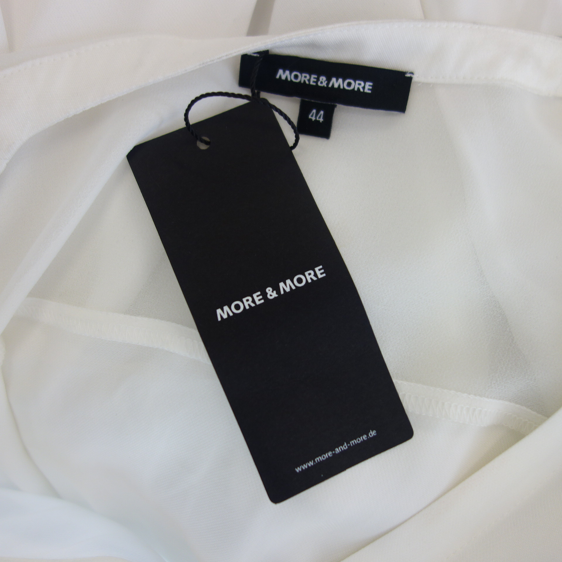 MORE & MORE Damen Tunika Shirt Bluse Oberteil Weiß Transparent 100% Viskose Gr 44