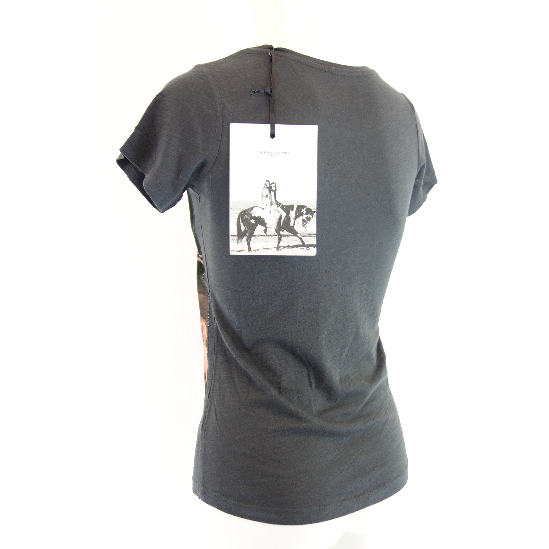 BASTILLE VENEZIA Damen T Shirt T-Shirt Oberteil Schwarz Löwe 100% Baumwolle