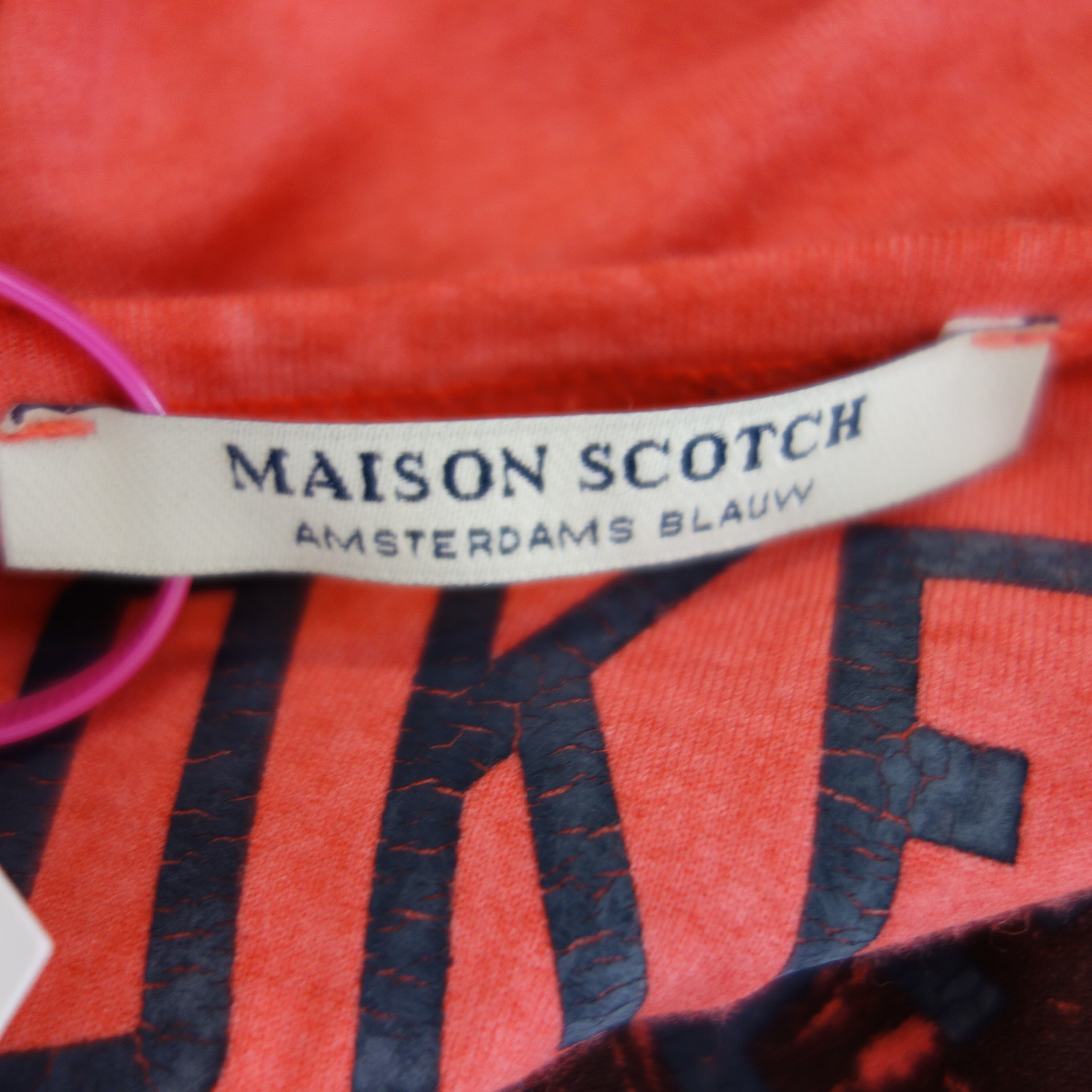 MAISON & SCOTCH Damen T-Shirt Shirt Oberteil Palme Rot Größe 3 ( 38 ) M