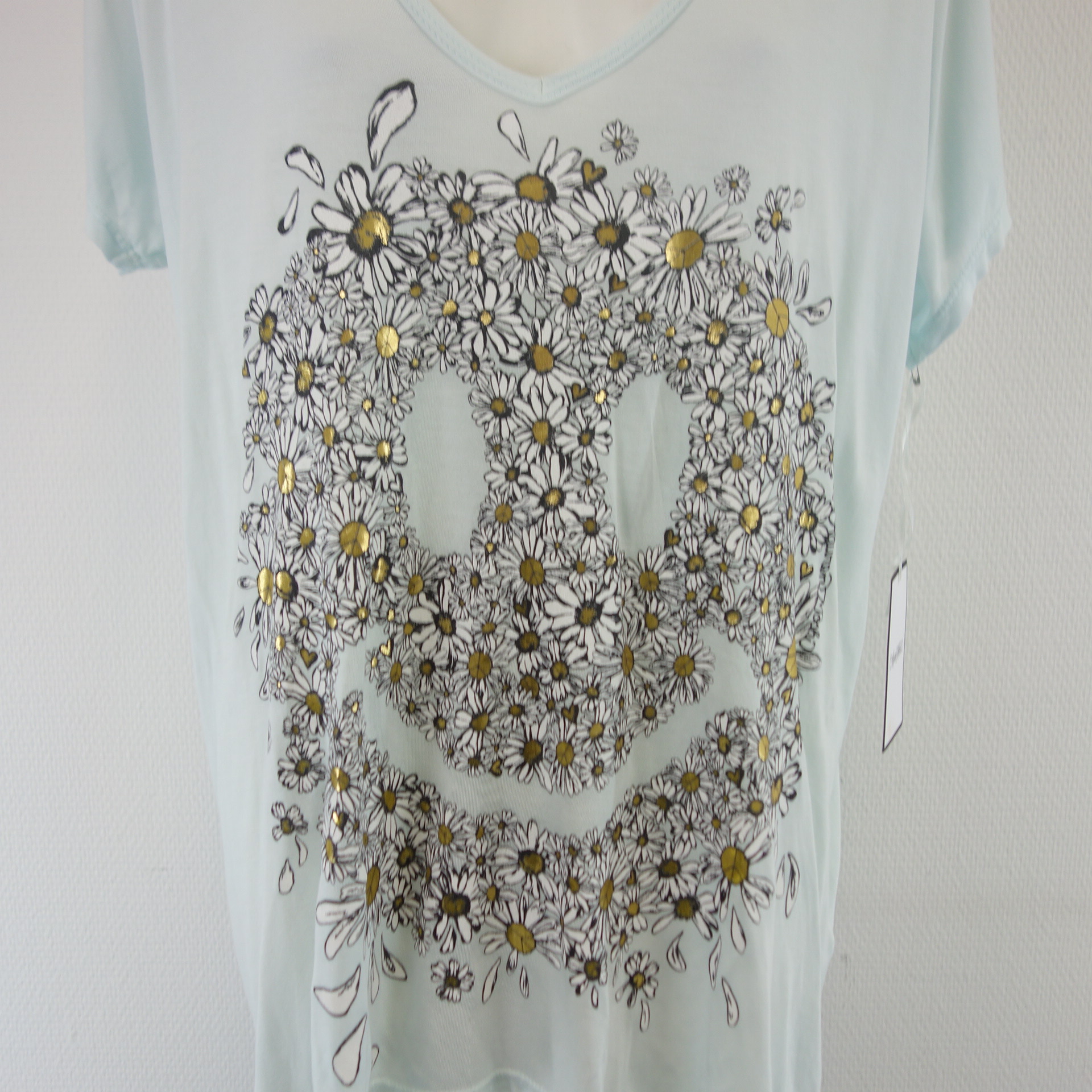 LAUREN MOSHI Damen T-Shirt Shirt Mint Größe S Blumen Print 100% Modal