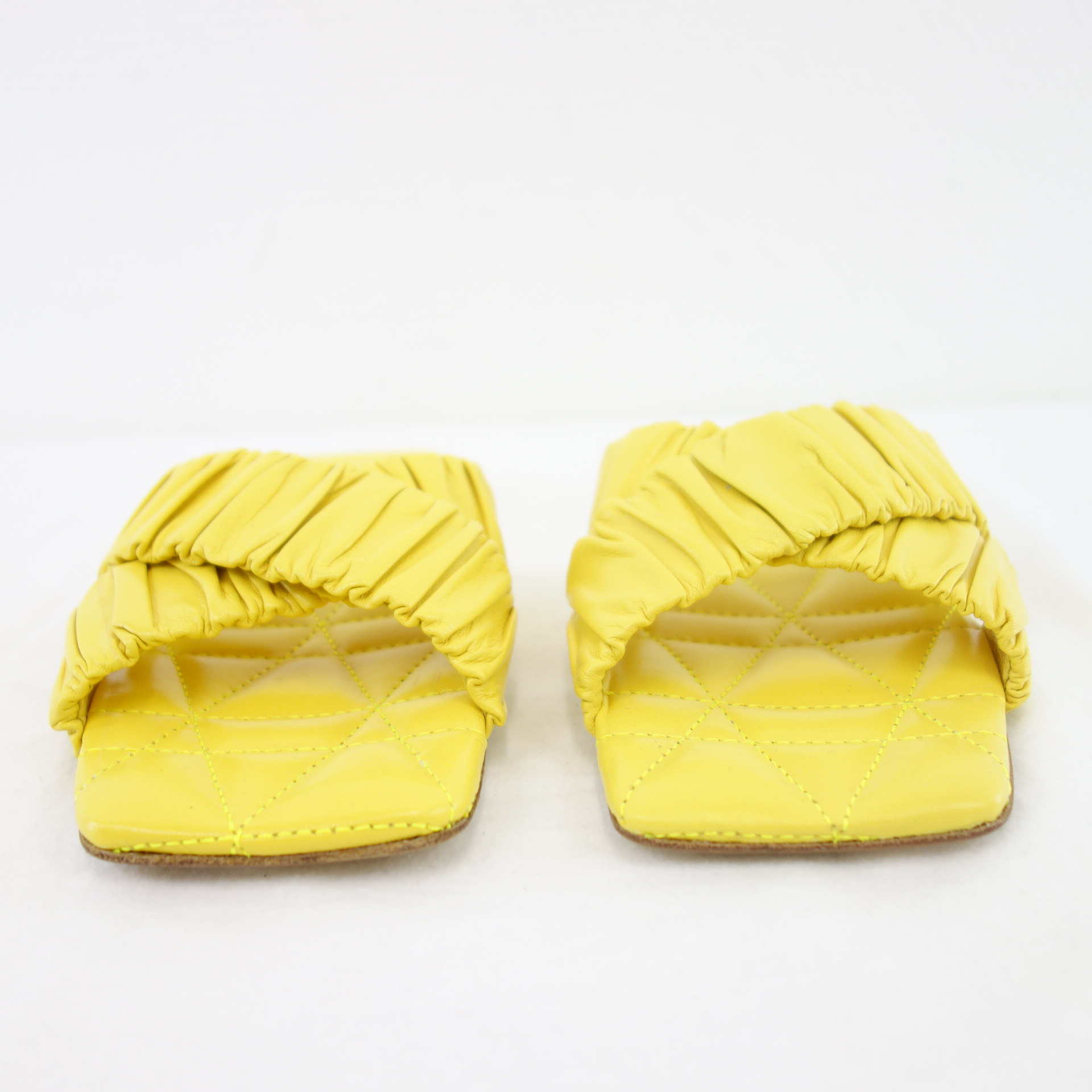 PAO PIANO ZERO Damen Schuhe Slipper Flache Sandalen Pantoletten Gesteppt Gelb Leder Größe 36
