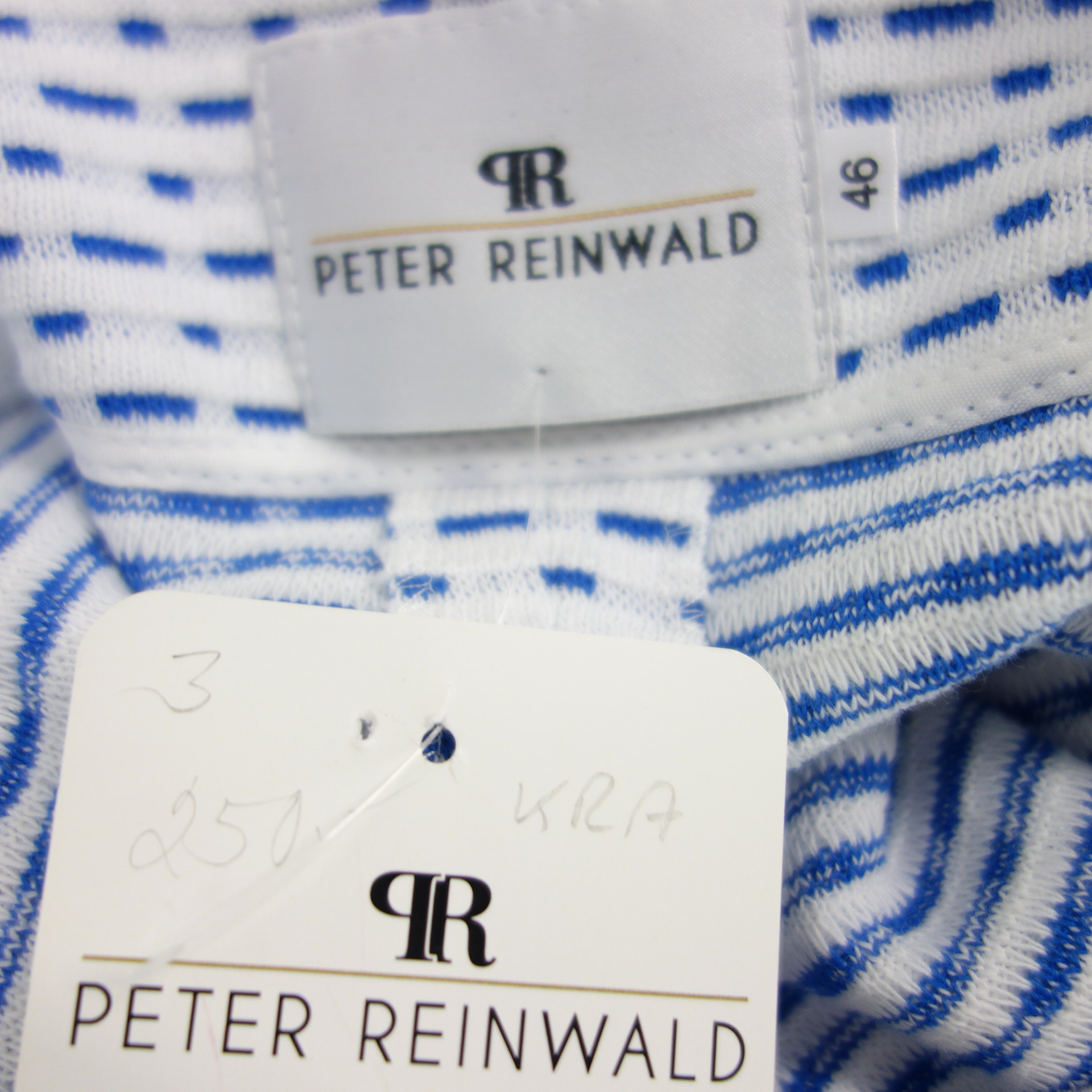 PETER REINWALD Designer Damen Blazer Jacke Weiß Blau Größe 46 Kurzarm