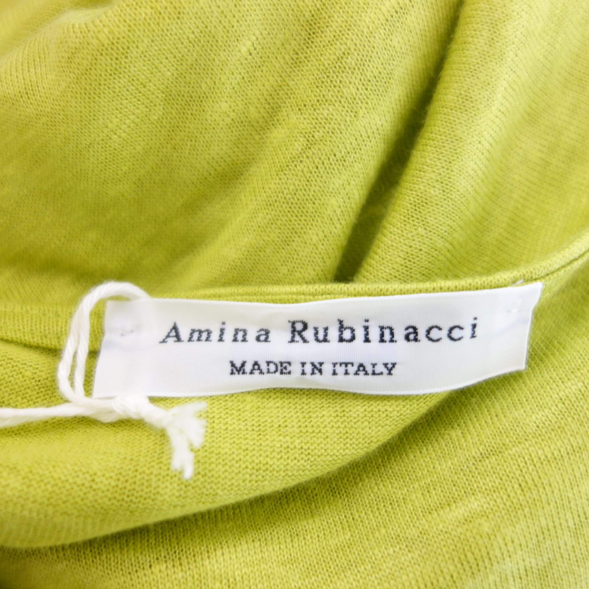 AMINA RUBINACCI Shirt Longsleeve Dünner Pullover Limetten Grün 100% Leinen