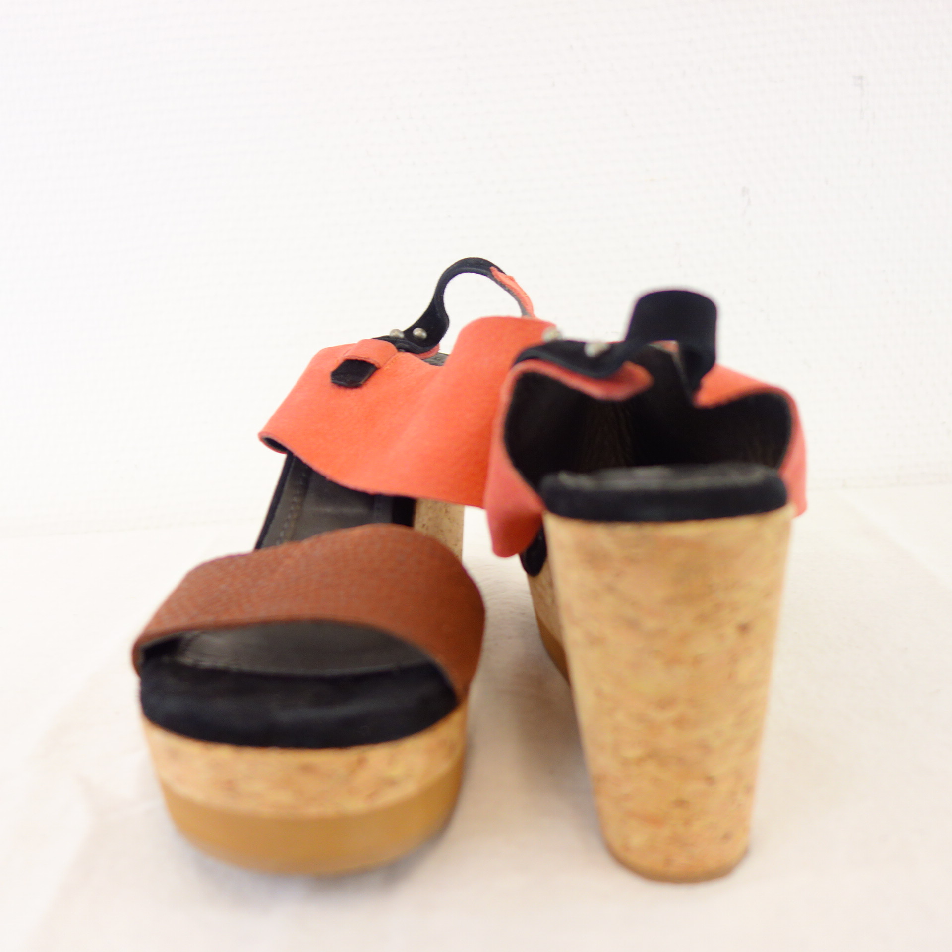 HUMANOID Damen Schuhe Sandaletten Wedges Pumps Leder Rot Braun Gr 40 ( 39 )