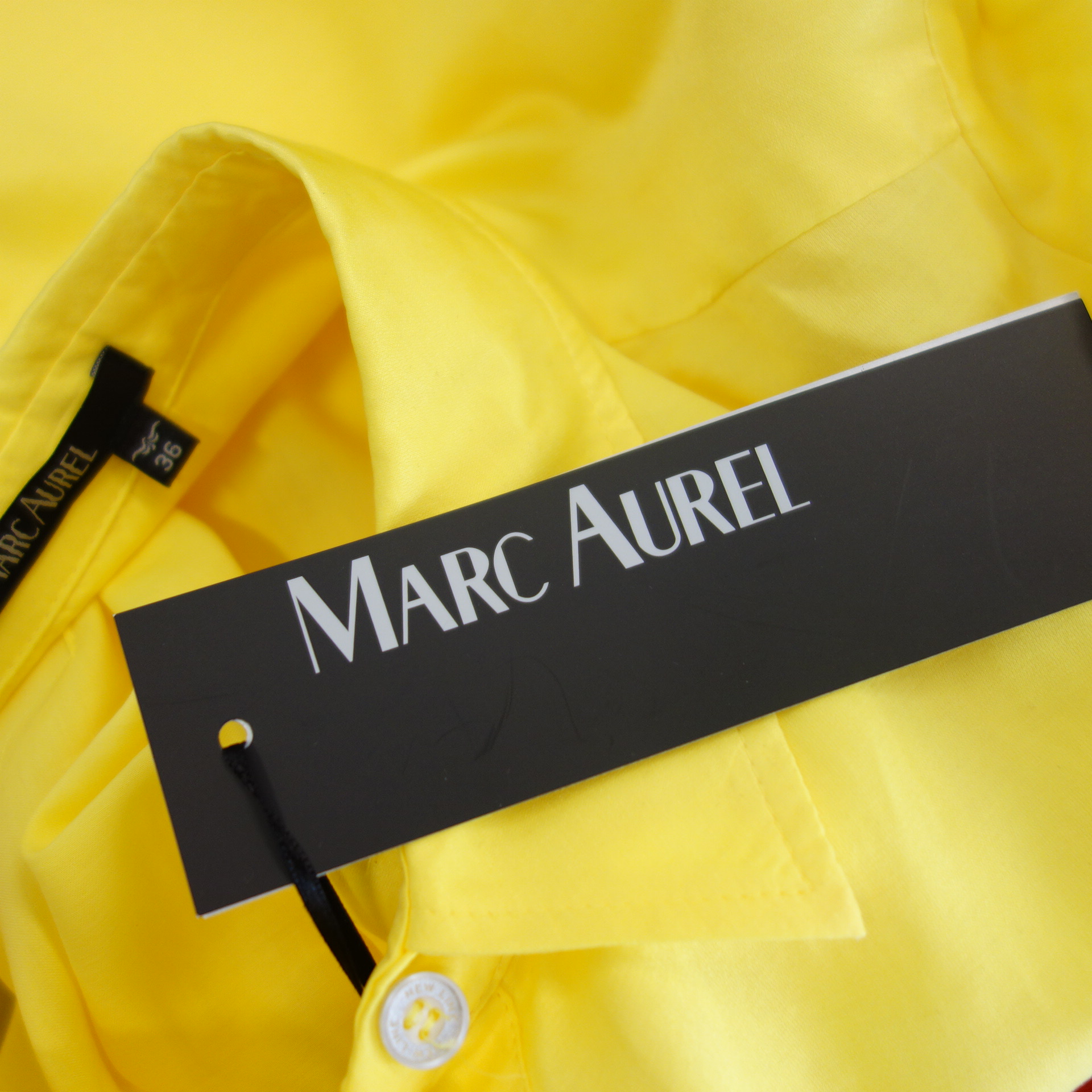 MARC AUREL Damen Bluse Tunika Hemd Oberteil Shirt Gelb mit Seide Gr 36