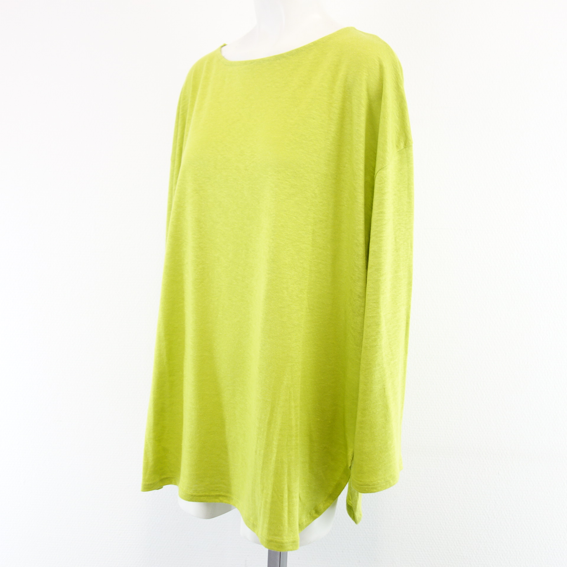 AMINA RUBINACCI Shirt Longsleeve Dünner Pullover Limetten Grün 100% Leinen