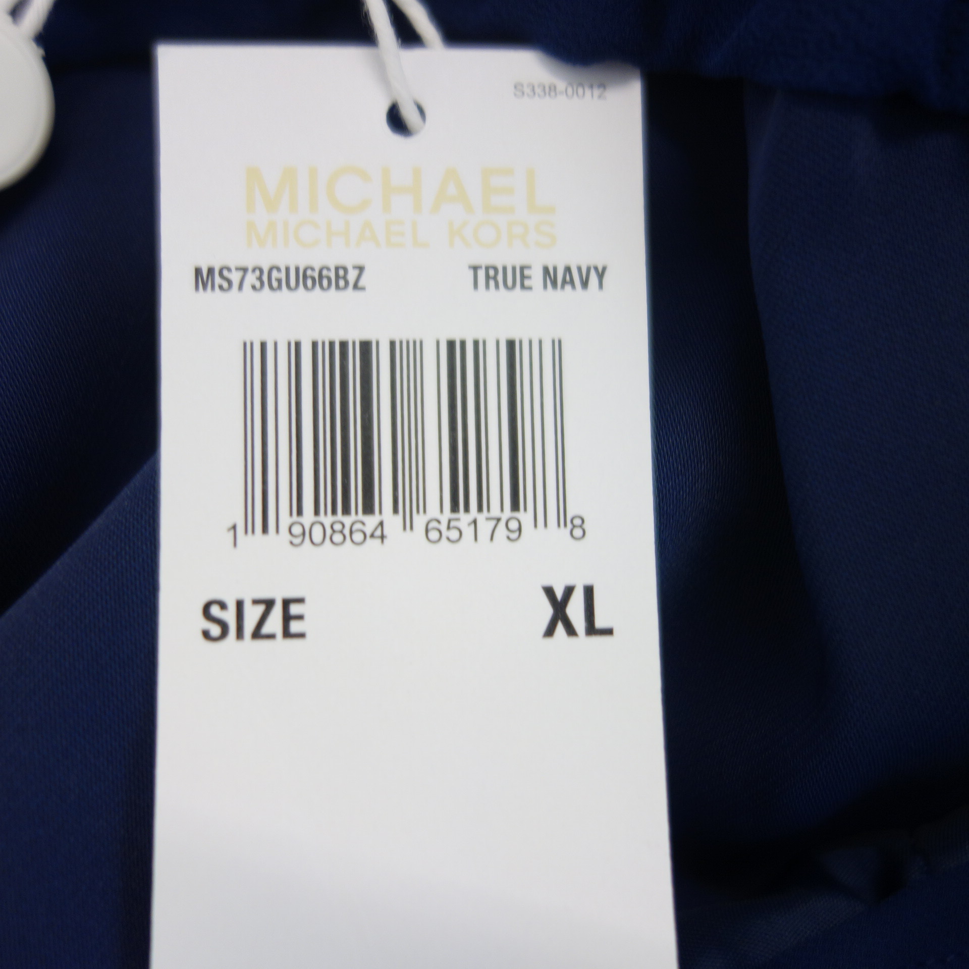 MICHAEL KORS Damen Hose  Stoffhose Blau XL Elastischer Bund Paperbag Straight
