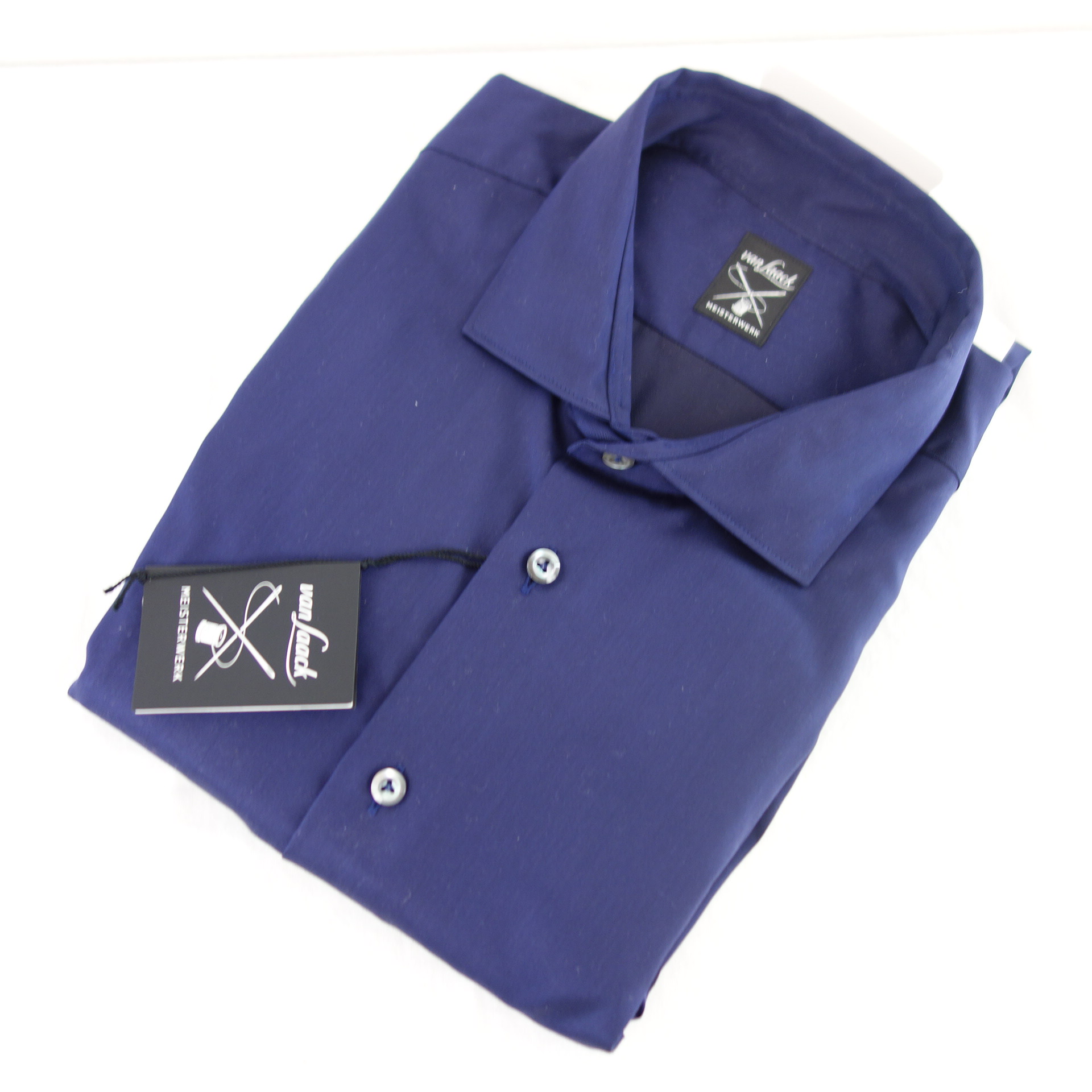 VAN LAACK Herren Hemd Business Modern Blau Schwarz MYLO  - SFN Slim Fit Größe 45 Stretch Einsatz