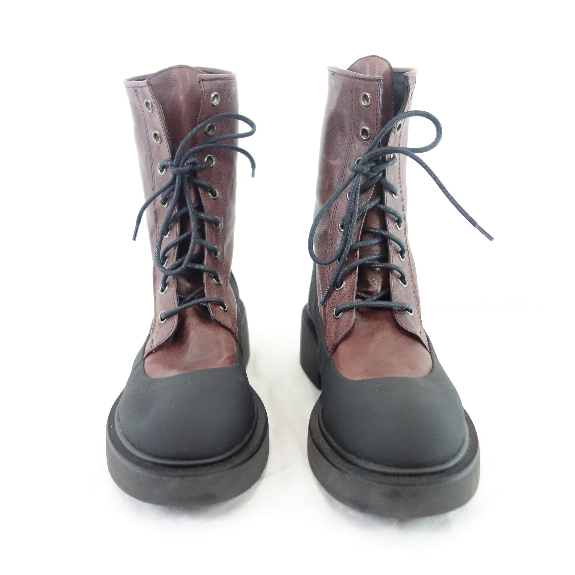 BUKELA Damen Schuhe Halbschuhe Boots Stiefeletten Leder Bordeaux Rot Gr 37