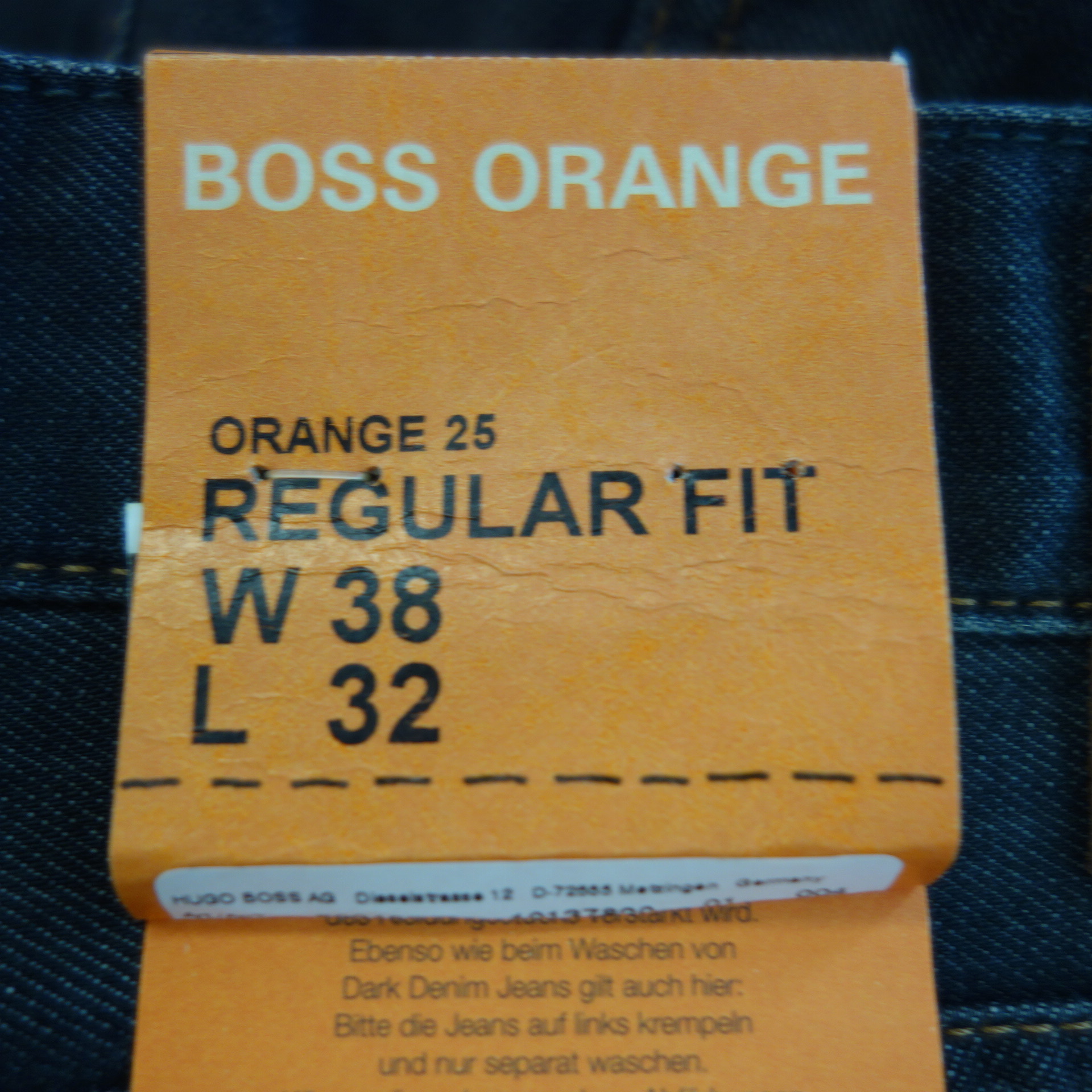 HUGO BOSS Herren Jeans Hose Jeanshose Schwarz Orange 25 Regular Fit Straight L32