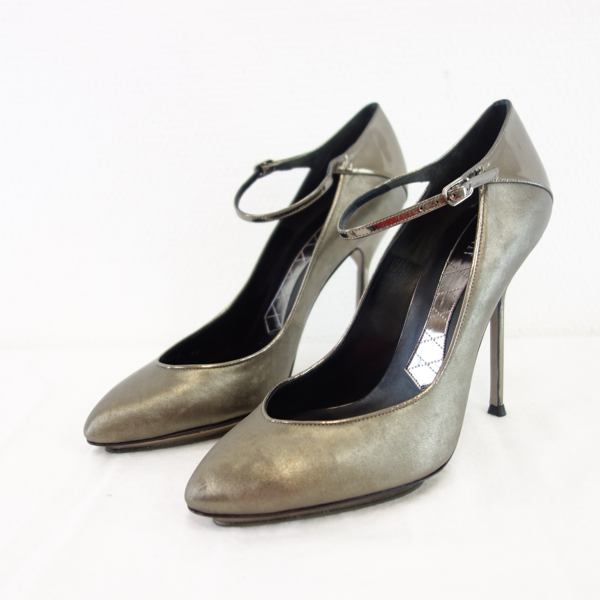 MAGRIT Damen Schuhe Pumps High Heels Stiletto Leder Anthrazit Metallic Gr 40