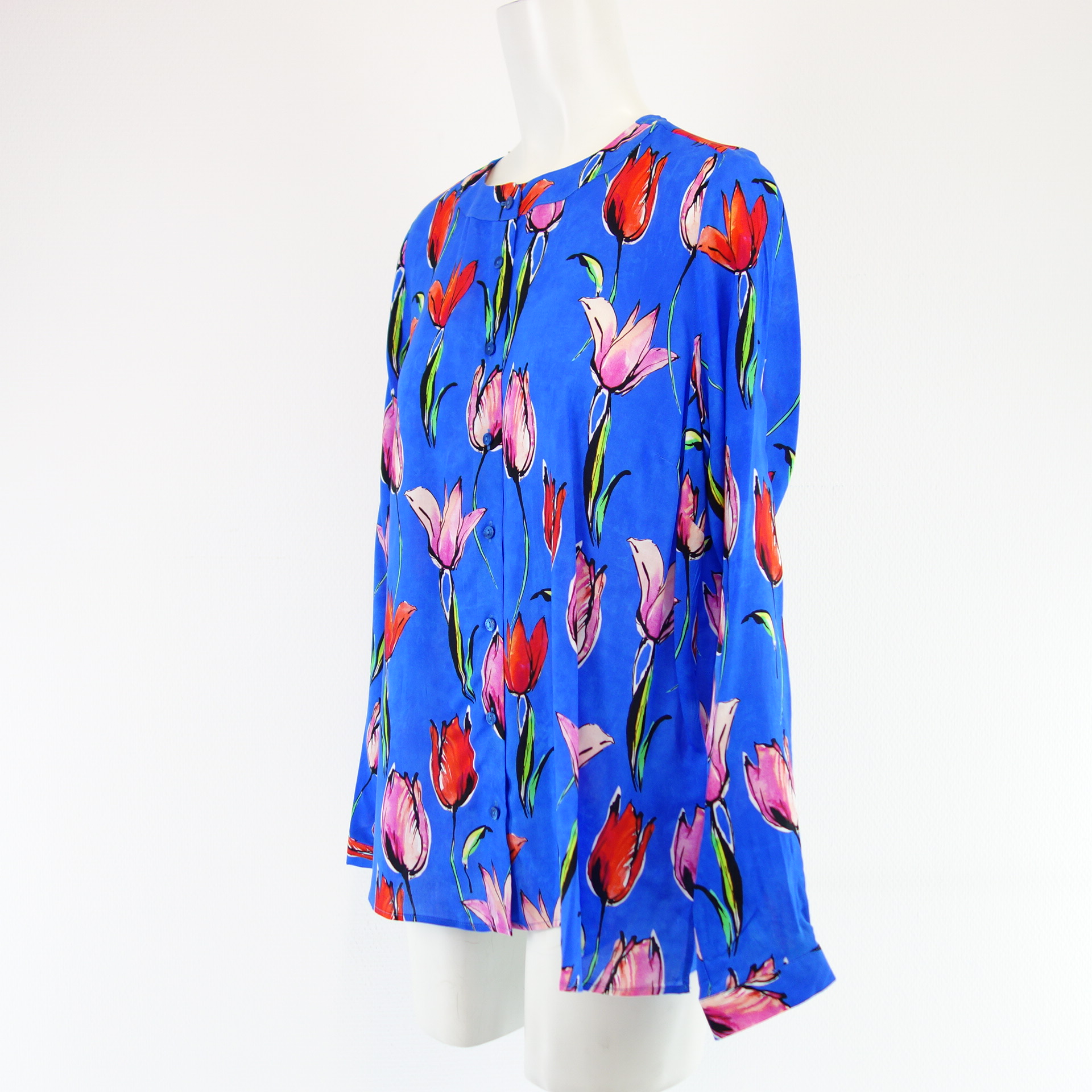 MILANO Italy Damen Bluse Tunika Oberteil Shirt Damenshirt Tulpen Print 100% Viskose 