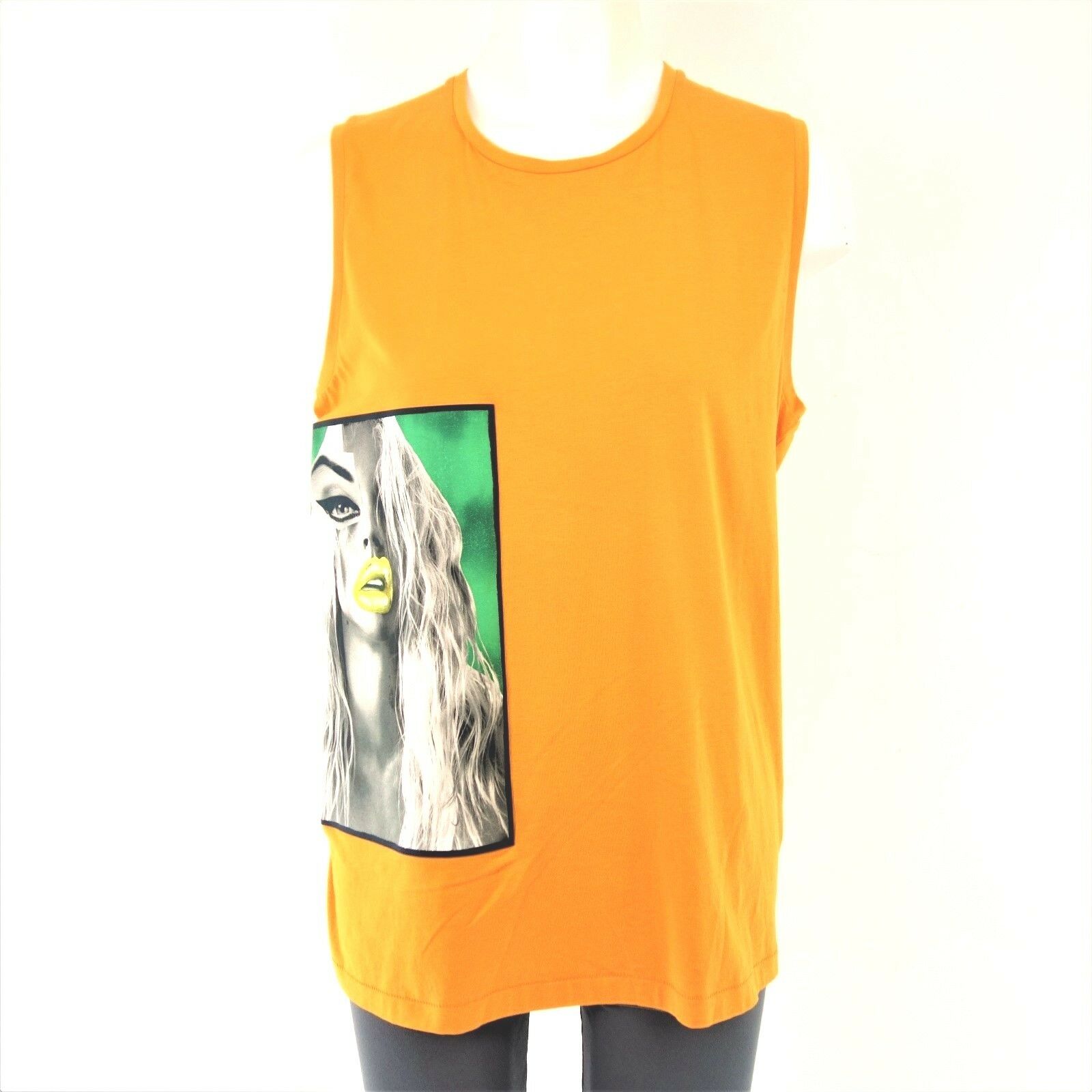 Acne Studios Damen Sommer Tank Top Shirt Bye Portrait Gr 40 L Orange Np 120 Neu