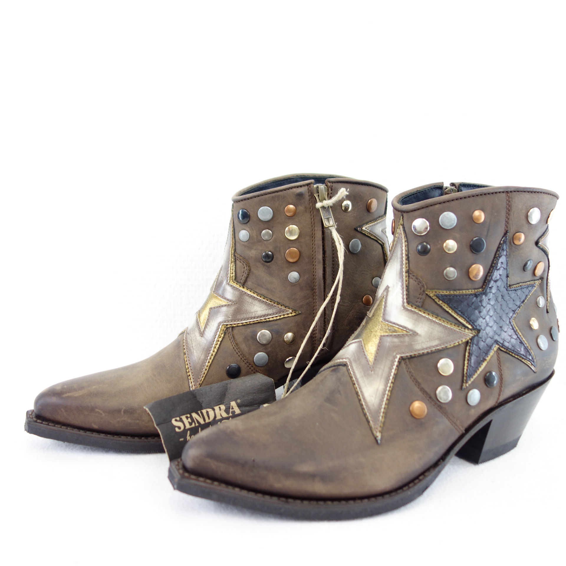 SENDRA Damen Schuhe Western Boots Cowboystiefel Cowboy Stiefeletten Leder Lia Braun