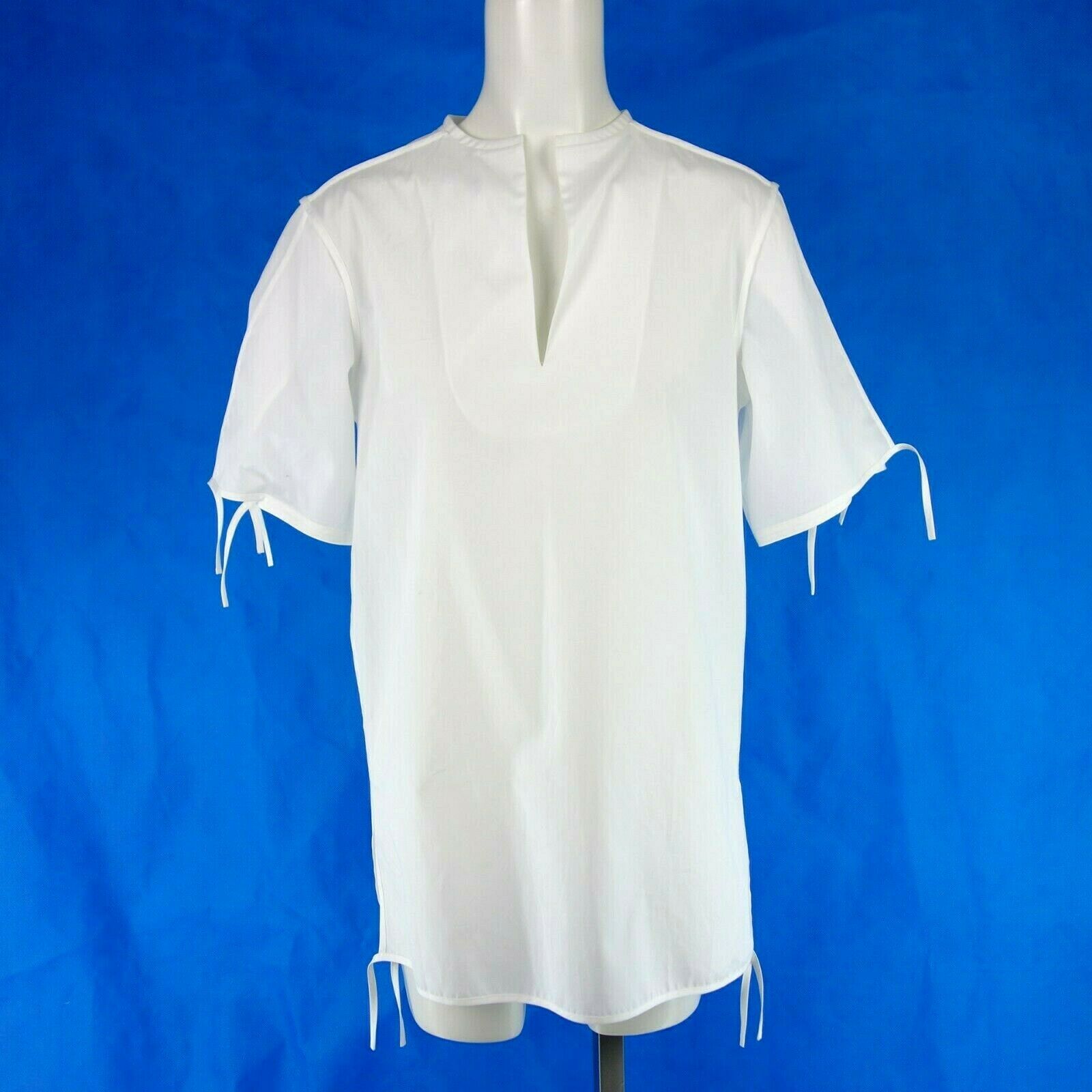 Acne Studios Luxus Damen Tunika Bluse Hemd Oberteil Weiß Baumwollen Np 270 Neu - 36