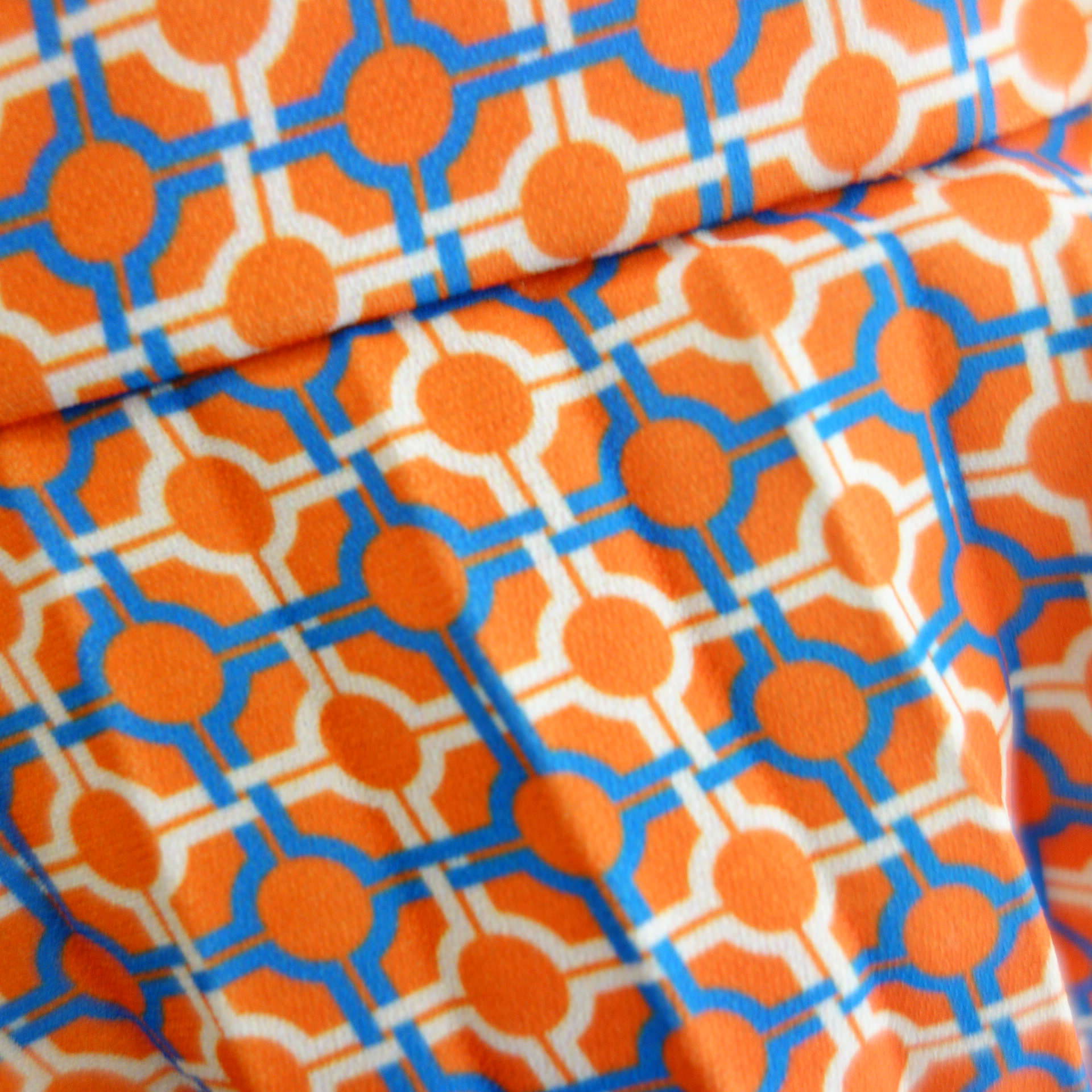 SEIDENSTICKER Faltenrock Damen Midi Blau Orange Weiß Retro Muster 