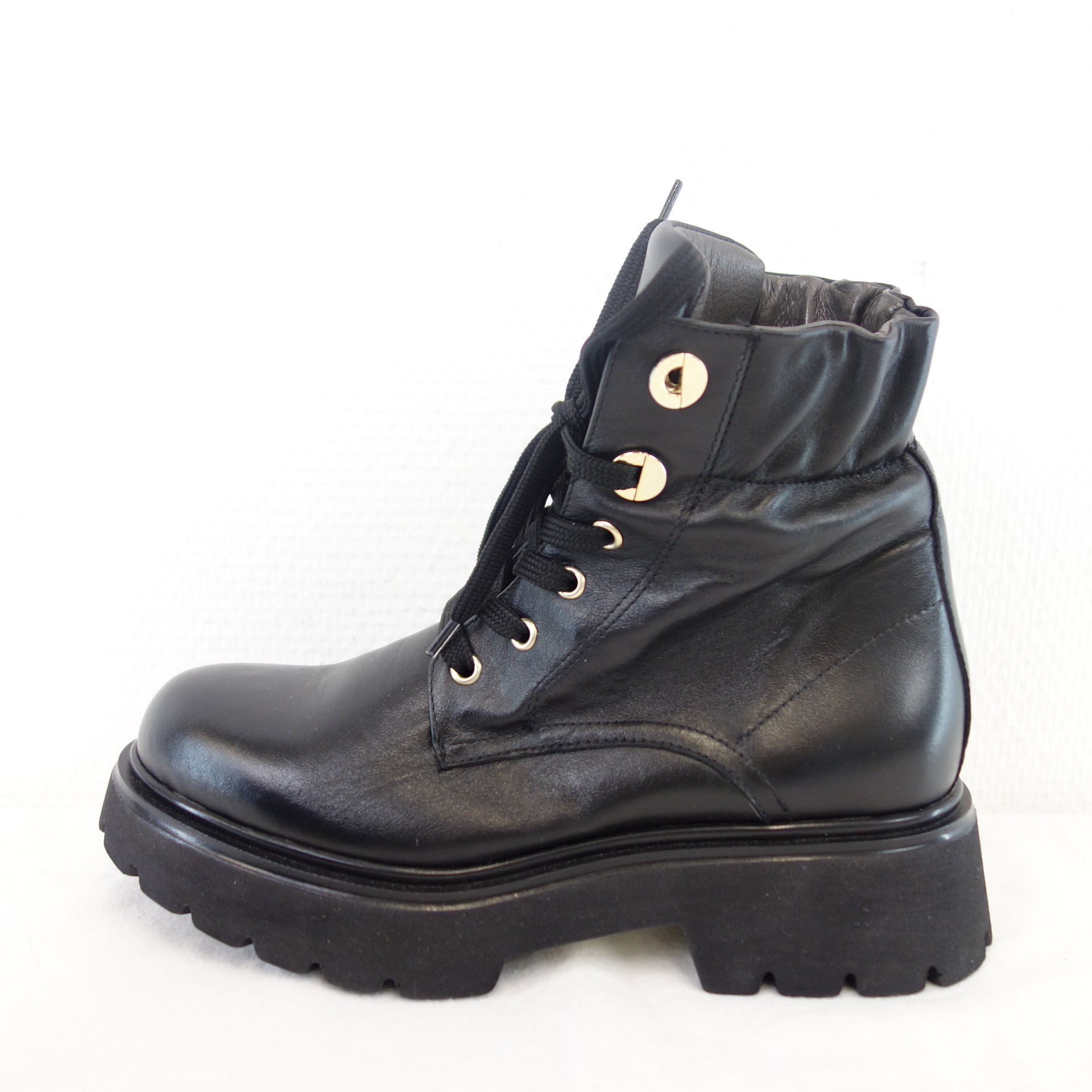 BUKELA Damen Schuhe Halbschuhe Boots Stiefeletten Schwarz Leder Größe 37