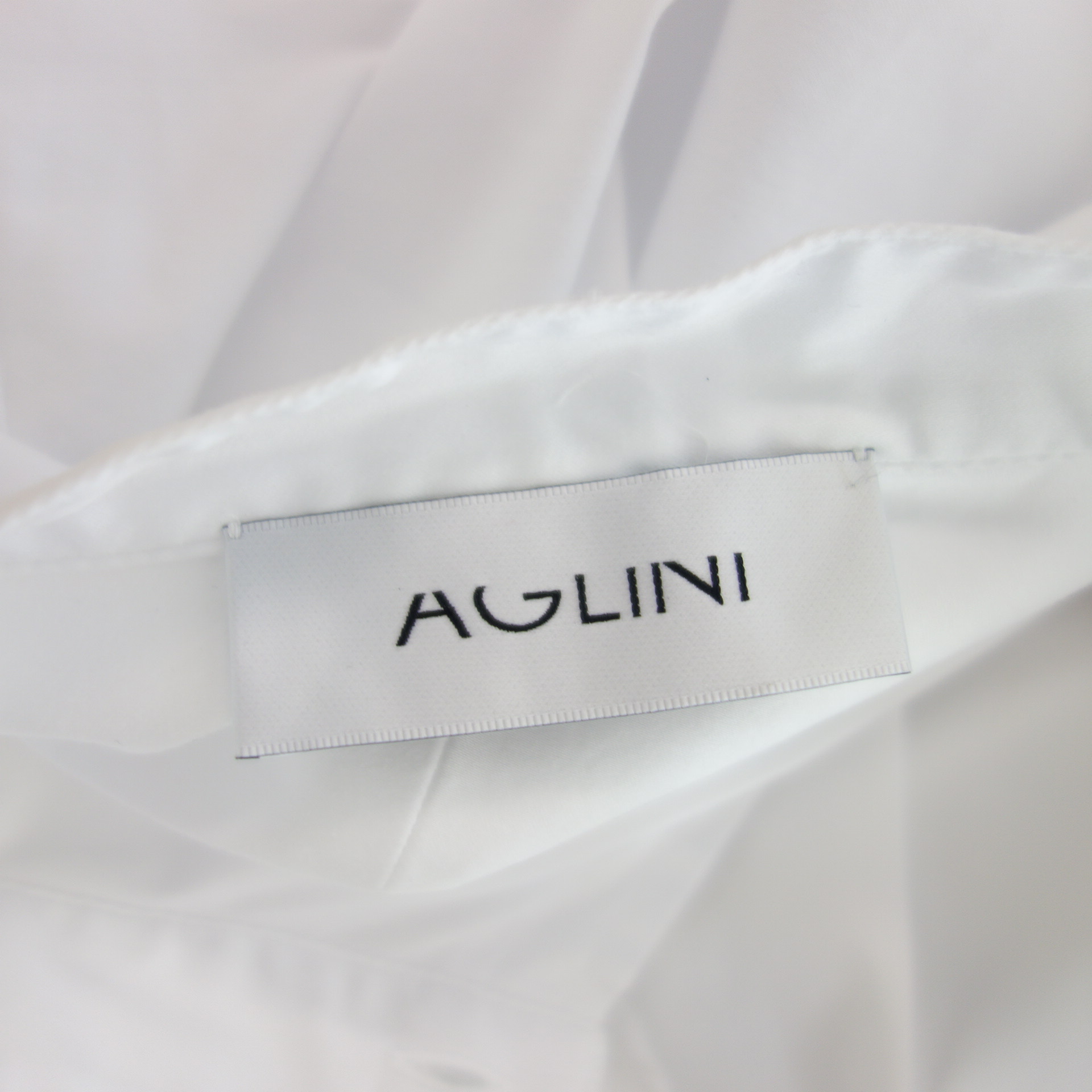 AGLINI Damen Bluse Tunika Oberteil Weiß Stretch tailliert Modell LINDA Zierstreifen Rose Straßknopf