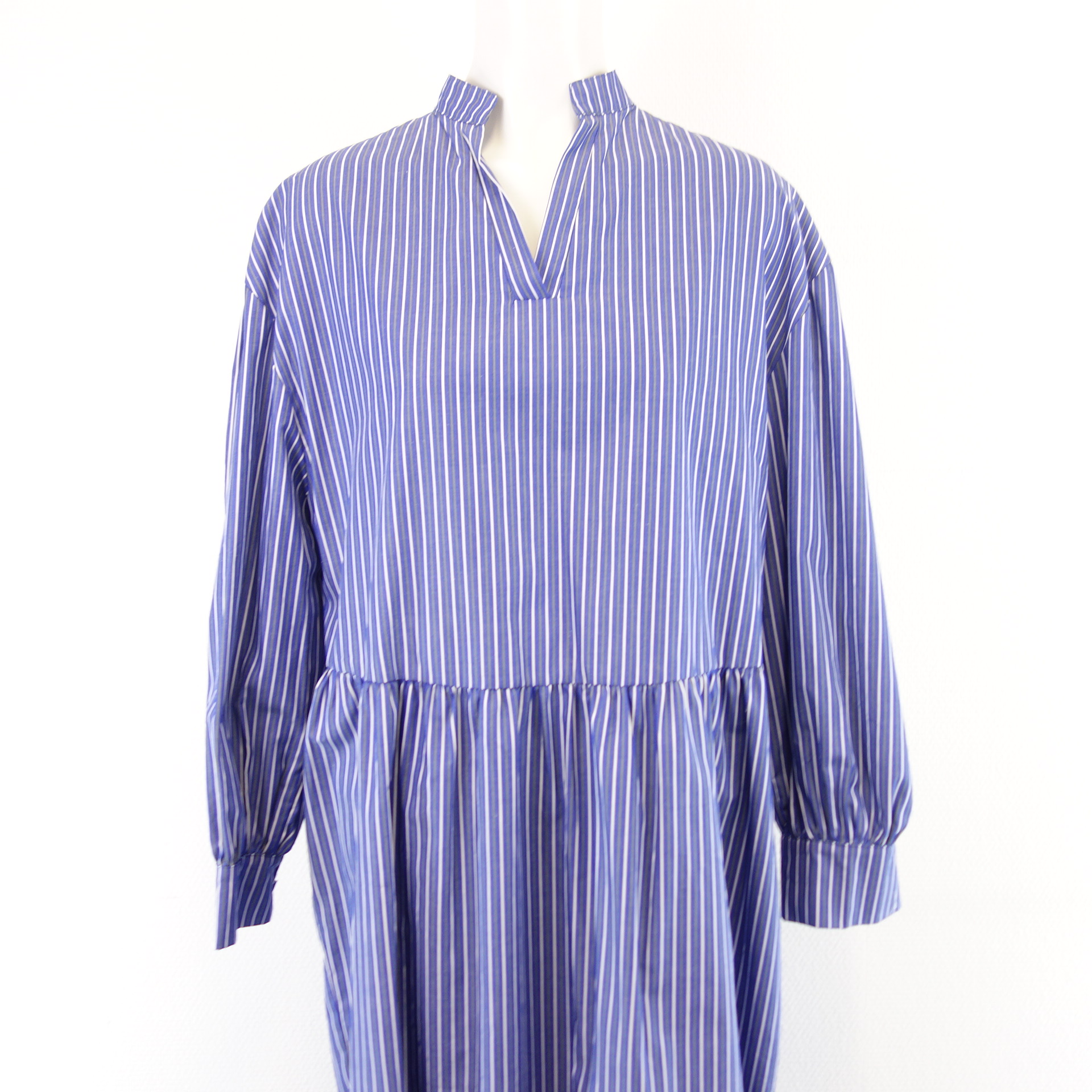 TIFFANY Dänemark Damen Kleid Tunika Blau Weiß Grau 100% Baumwolle Größe M Modell AVA