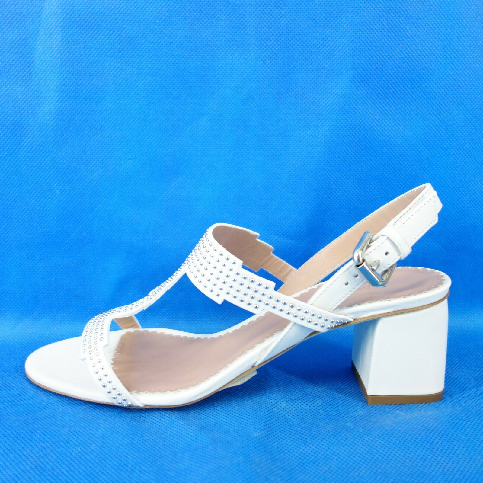 THE SELLER Damen Sommer Schuhe Damenschuhe Leder Pumps Sandaletten Weiß 