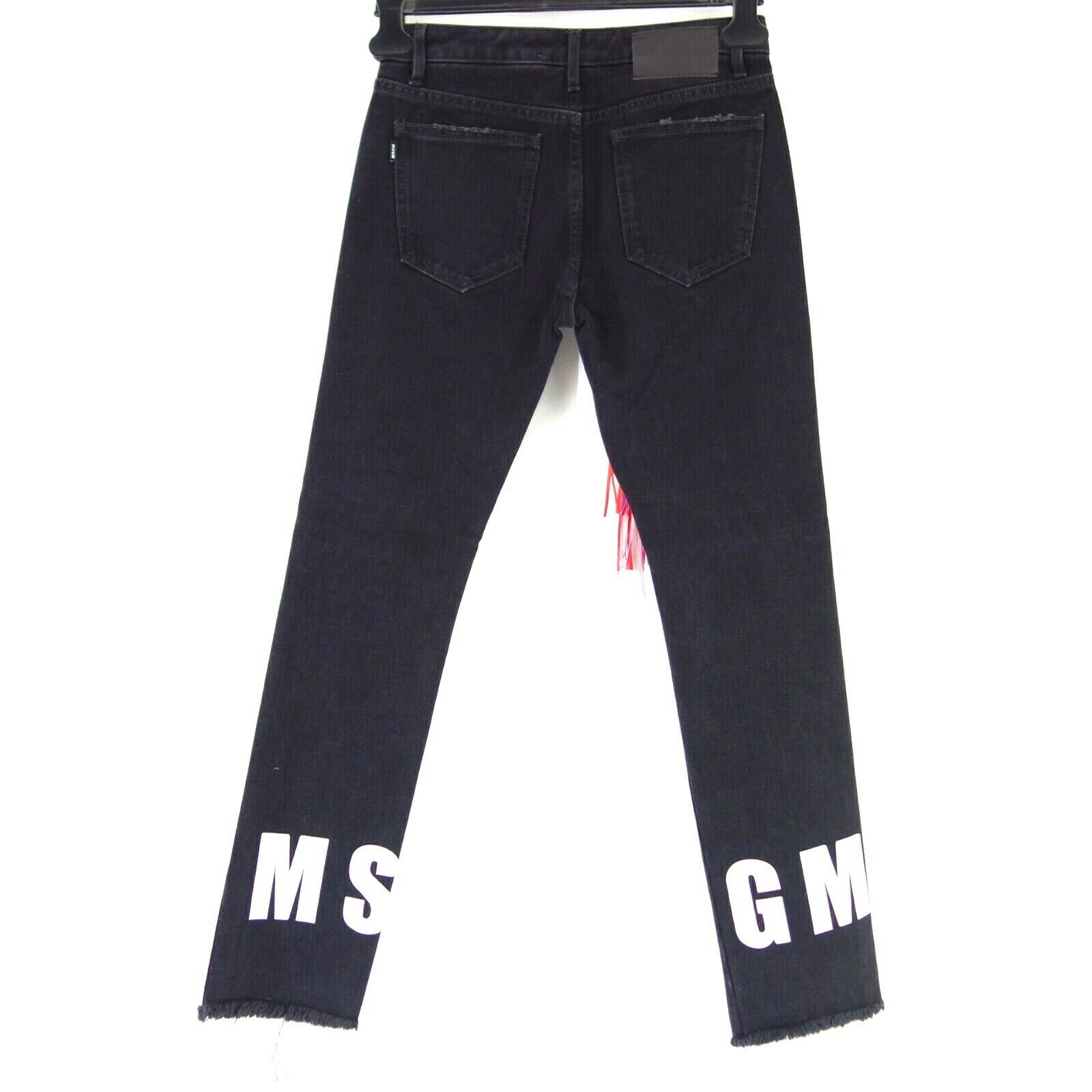 MSGM Damen Jeans Hose DE 32 Schwarz Baumwolle Straight Denim Cropped Np 229 Neu - 32
