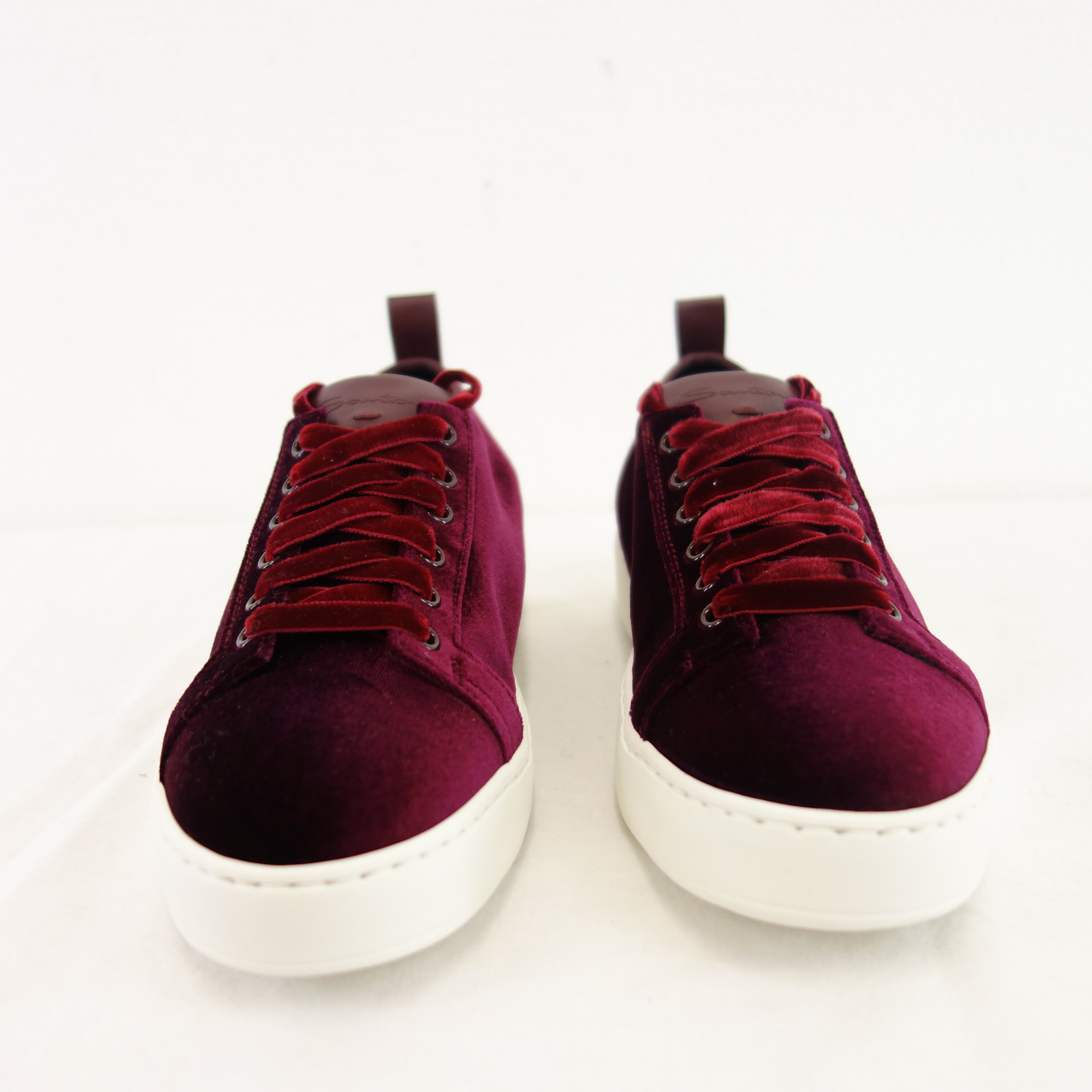 SANTONI Damen Schuhe Sportschuhe Low Top Sneaker Samt Bordeaux Rot