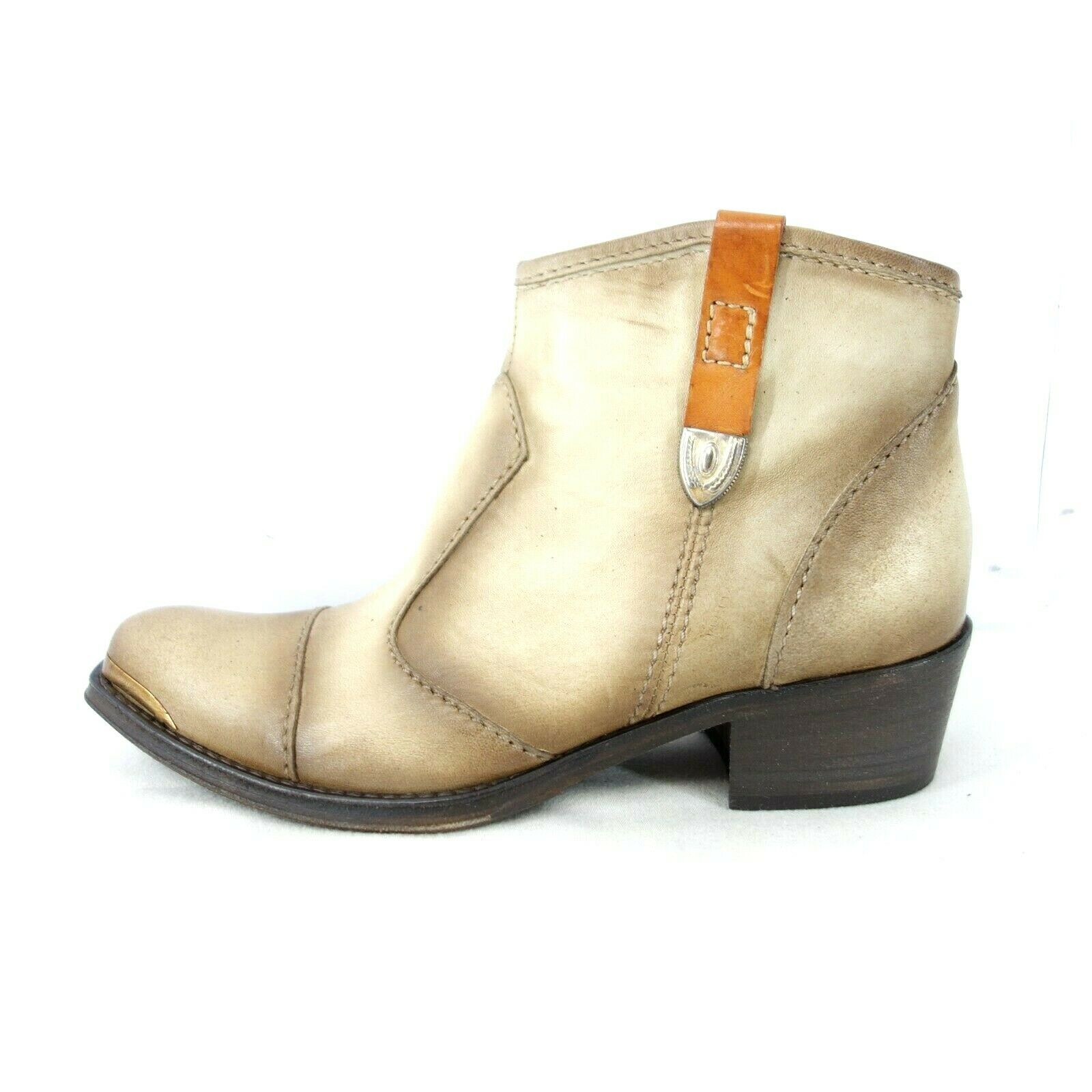 Area Forte Damen Schuhe Cowboy Stiefeletten Boots Leder Taupe Größe 37 Np 269 Ne