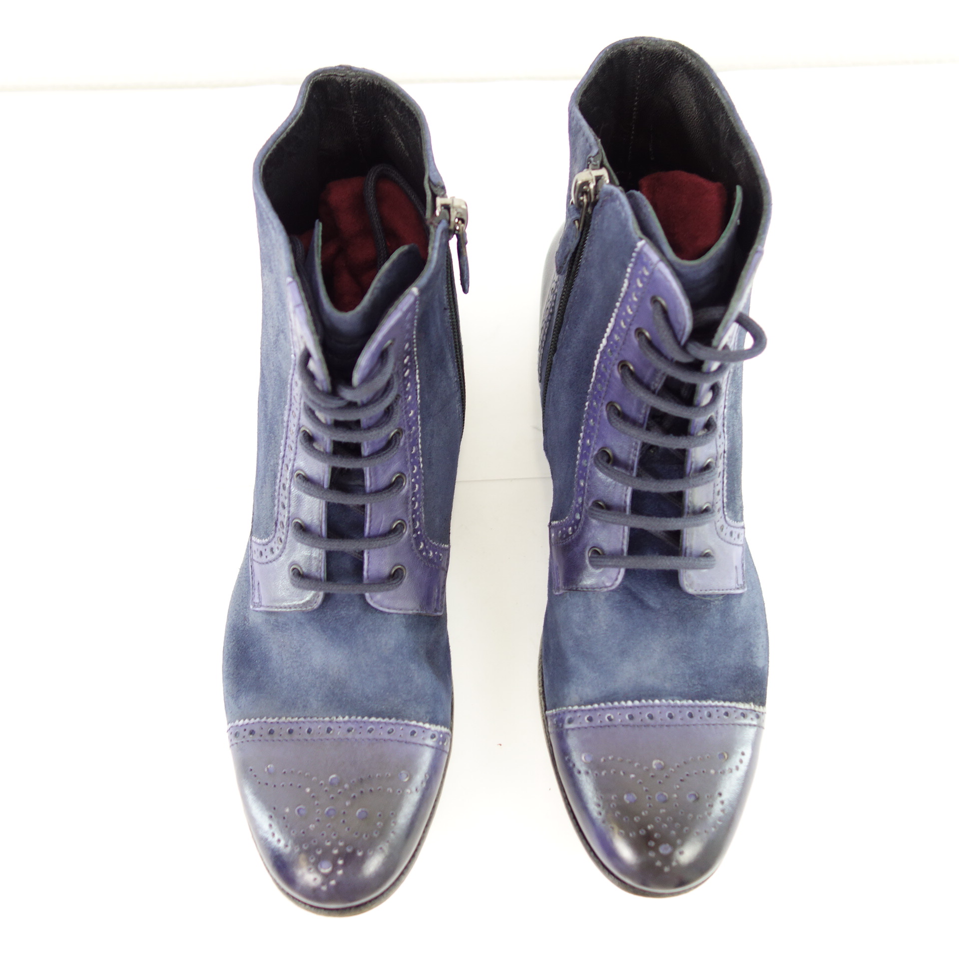 BENSON´S Bensons Damen Schuhe Stiefeletten Boots Stiefel Leder Blau Handmade Michela