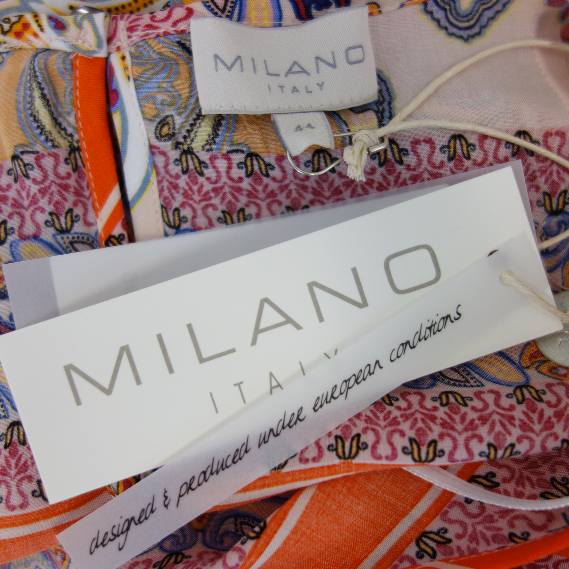 MILANO Italy Damen Bluse Tunika Oberteil Damenshirt Bunt 100% Viskose Np 69 Neu