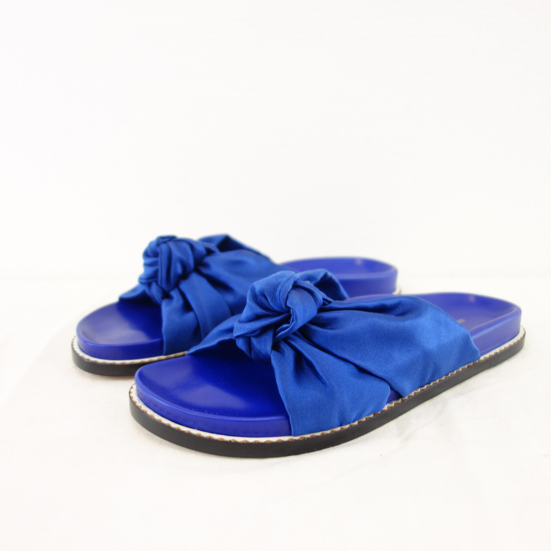 ETRO Damen Sandalen Schuhe Blau Satin Leder Größe 40