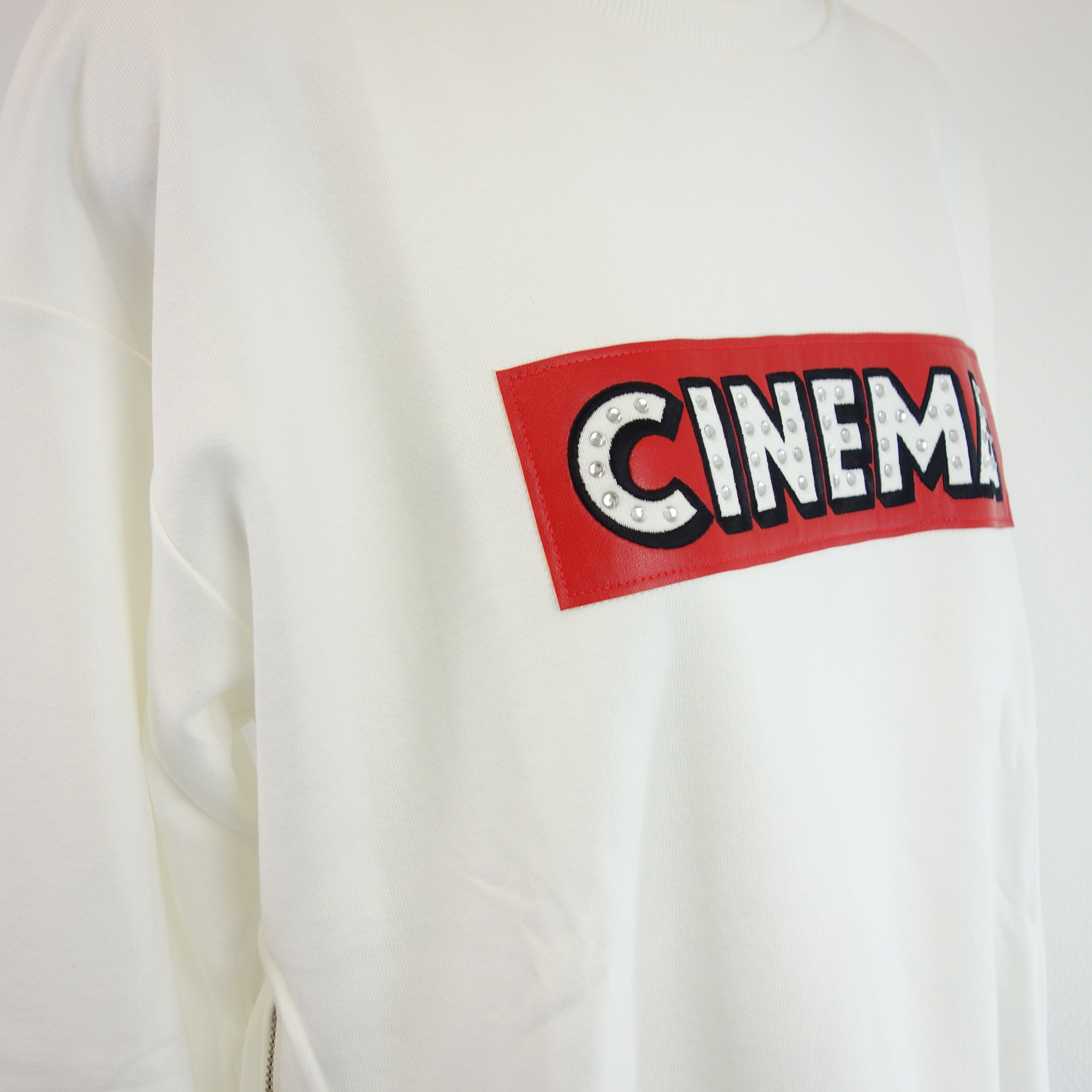 QUANTUM COURAGE Damen Sweatshirt Shirt Pullover Oberteil Weiß Größe M 38 Modell Cinema