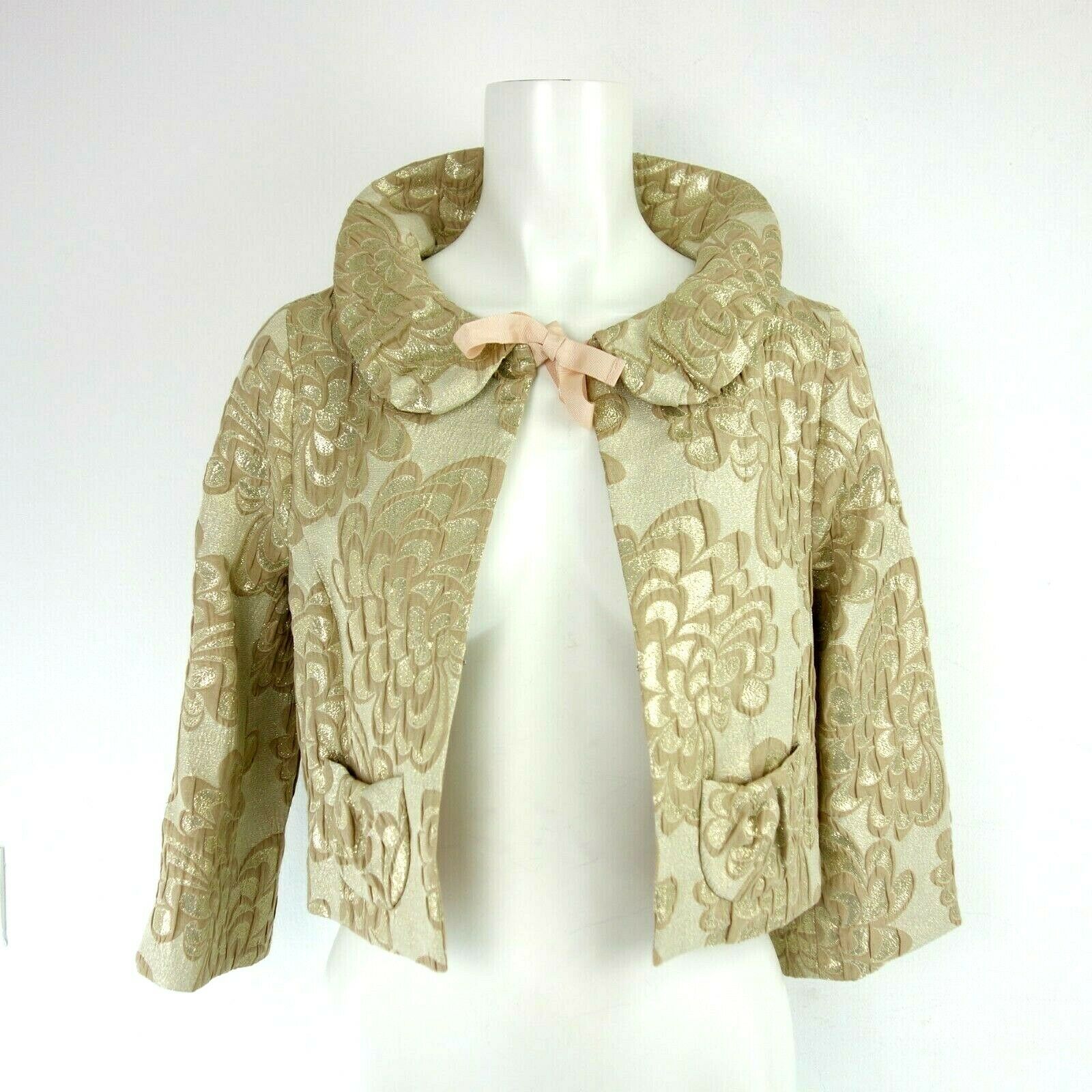 Stella Nova Damen Blazer Jacke Jacket Größe S 36 Gold Muster Glanz Festlich Neu