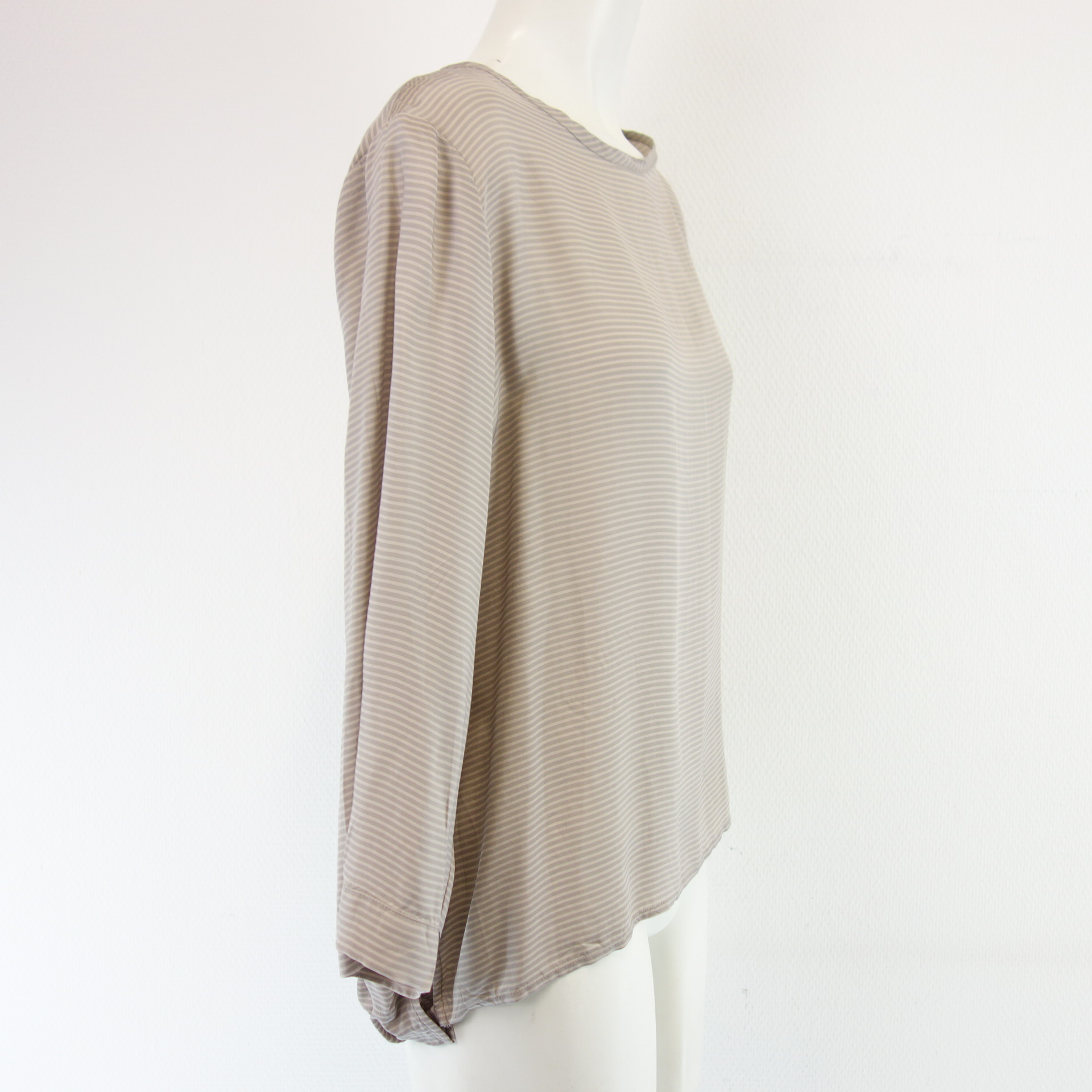 HUMANOID Damen Shirt Bluse Tunika Gestreift Beige Taupe M - L Modell EMMET