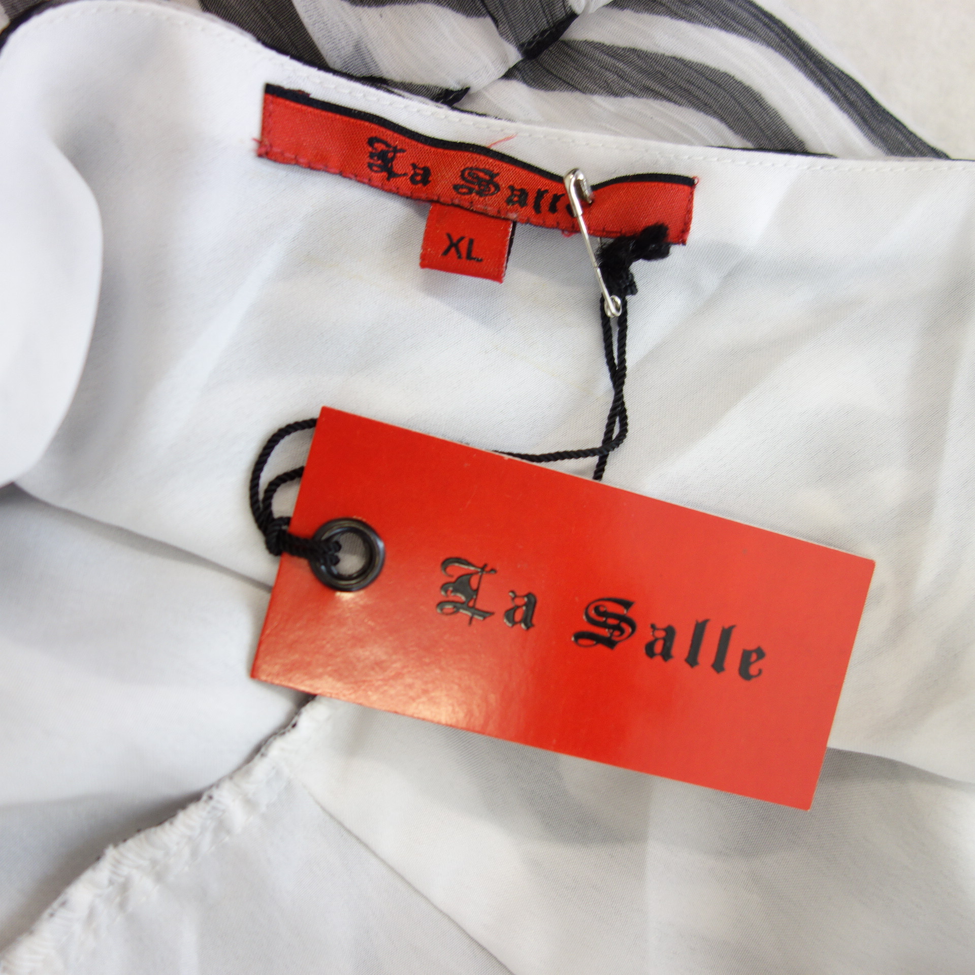 LA SALLE Damen Kleid Sommerkleid Shiftkleid Streifen Schwarz Weiß Größe XL (  L )