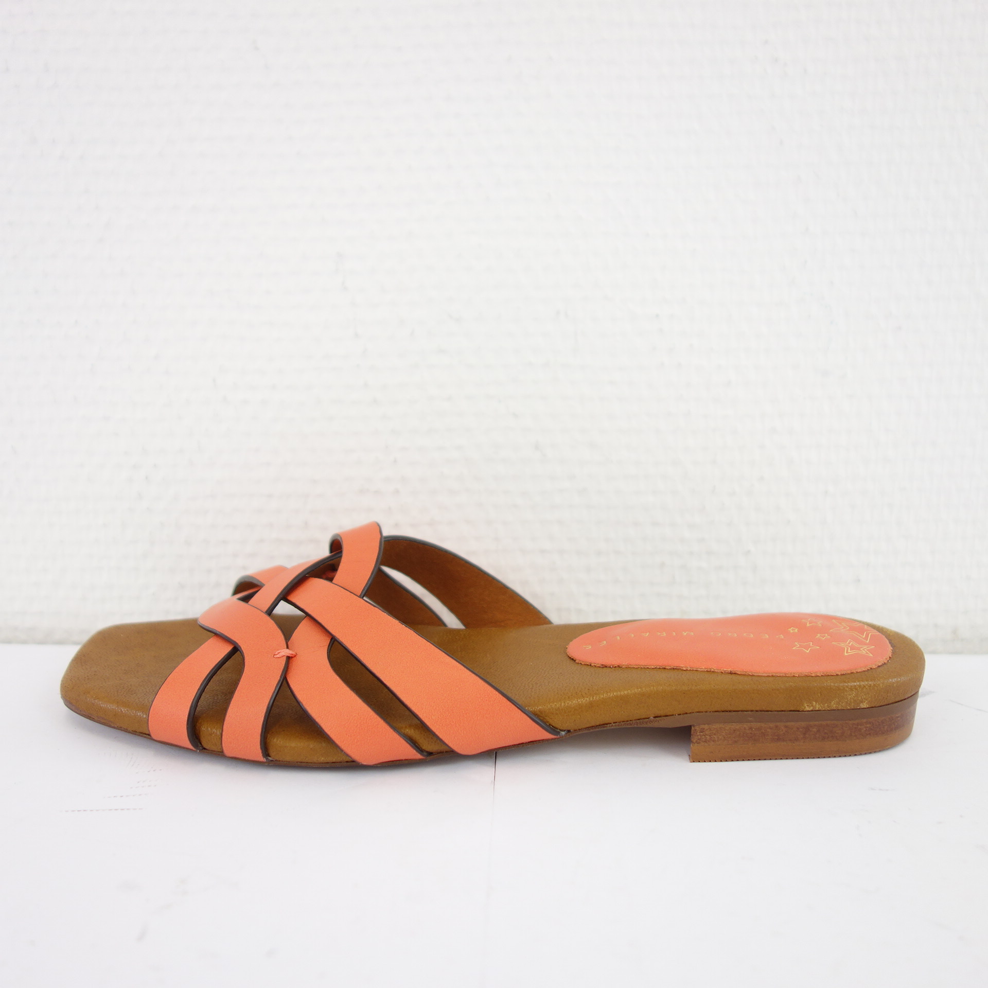 PEDRO MIRALLES Damen Schuhe Damenschuhe Sandalen Slipper Braun Orange Leder Größe 36