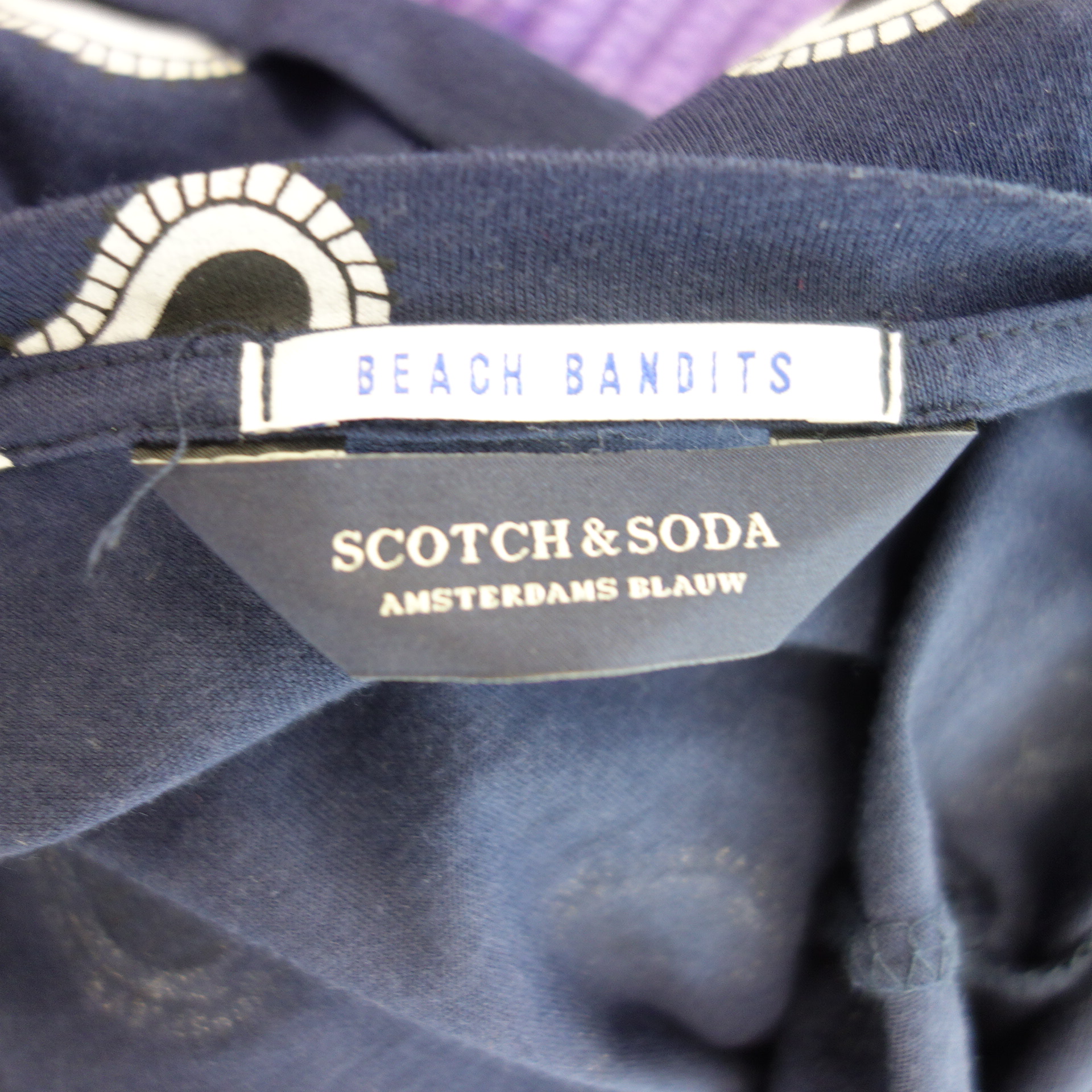 SCOTCH & SODA T-Shirt Blau Weiß Paisley Muster Baumwolle Modal