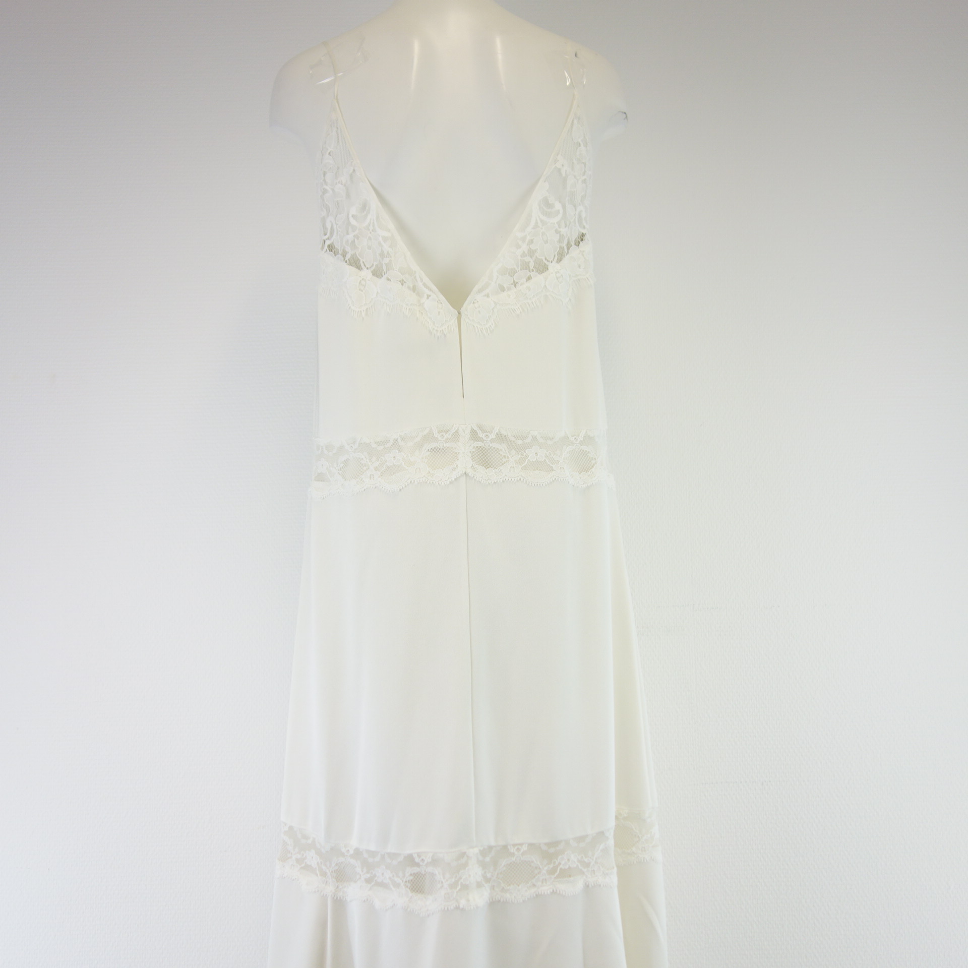 THEORY Damen Langes Kleid Maxikleid Weiß Hängerchen Spaghetti Träger Ibiza Style