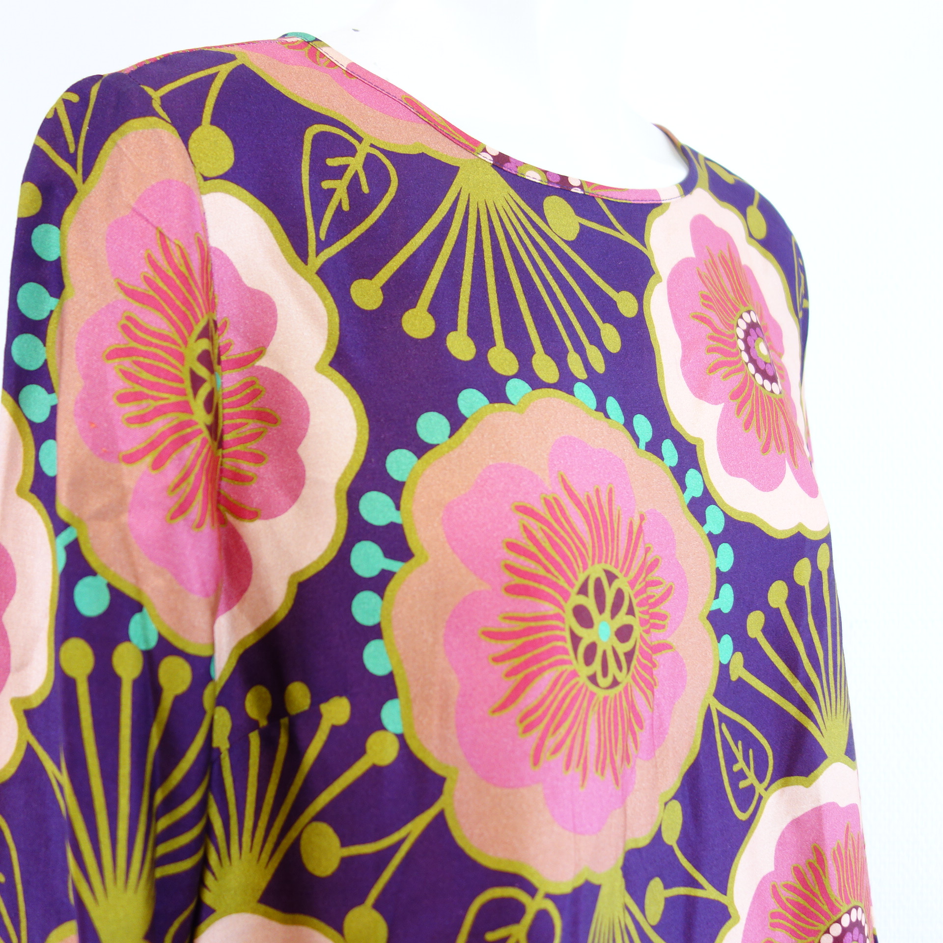 MILANO ITALY Damen Bluse Bunt Blumen Muster 100% Viskose