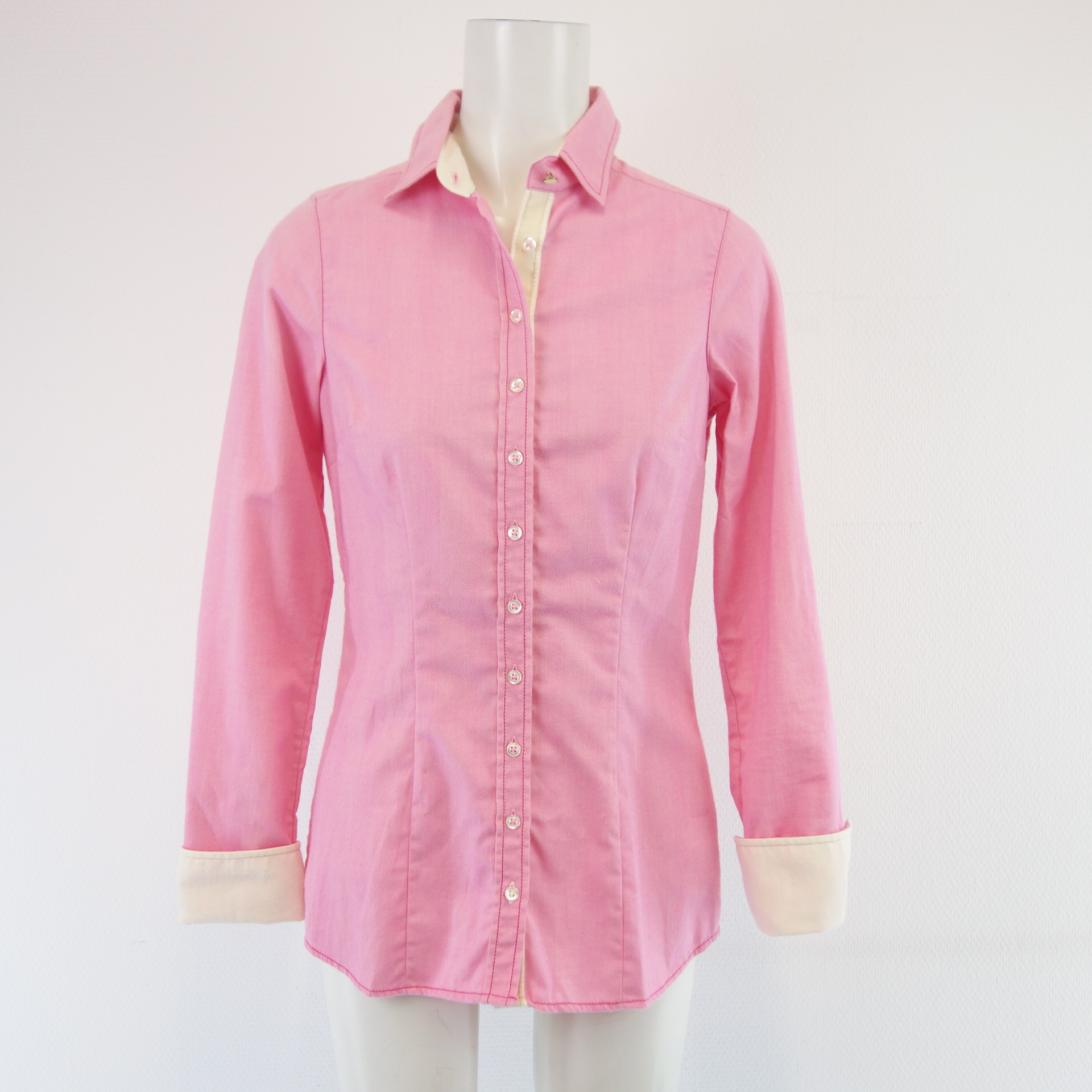 BYMI Damen Bluse Hemd Tunika Oberteil Rosa 100% Baumwolle Größe 34
